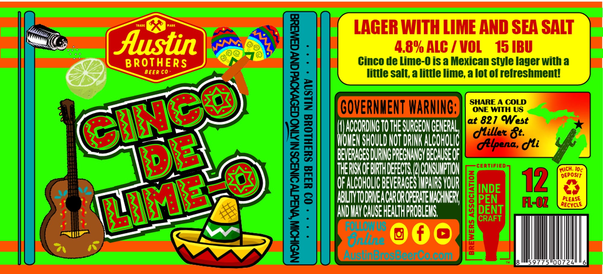 Cinco de Lime-o by Austin Brothers Beer Co. - beer label