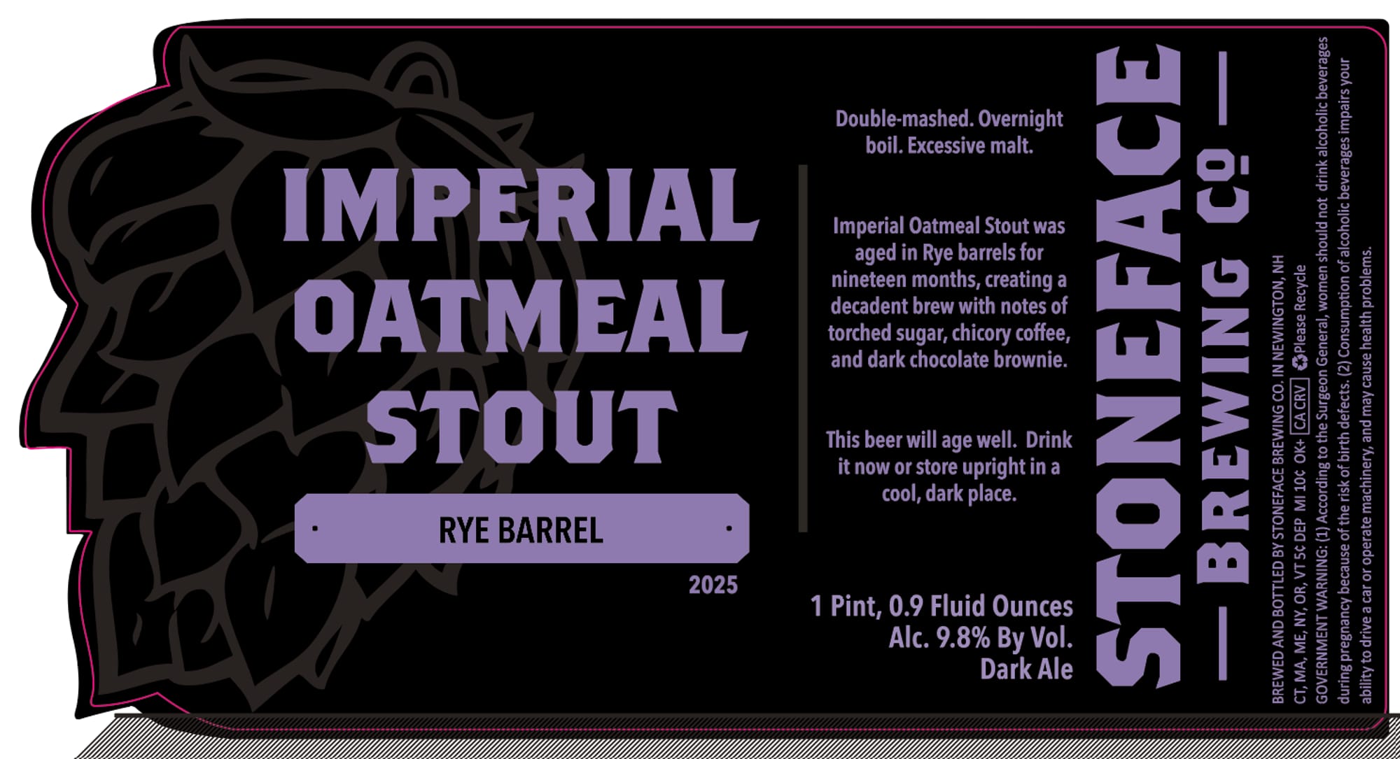 Imperial Face Rye Barrel Aged Oatmeal Stout by Stone Brewing - beer label