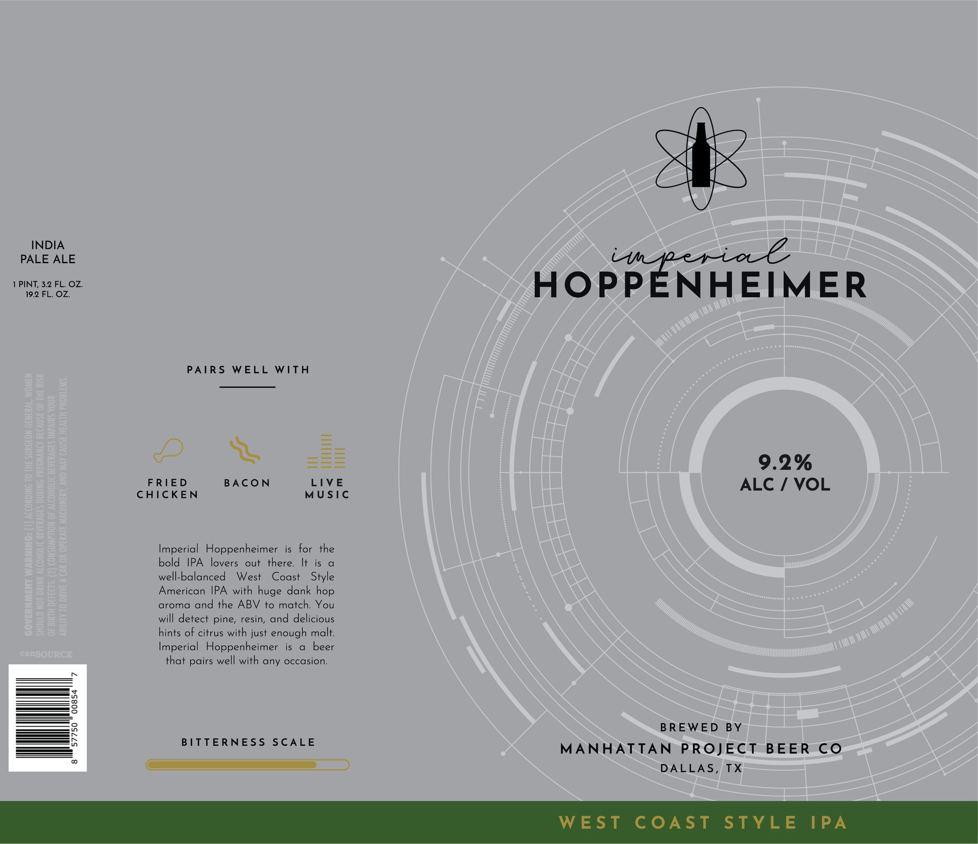 Imperial Hoppenheimer by Manhattan Project Beer Co - beer label
