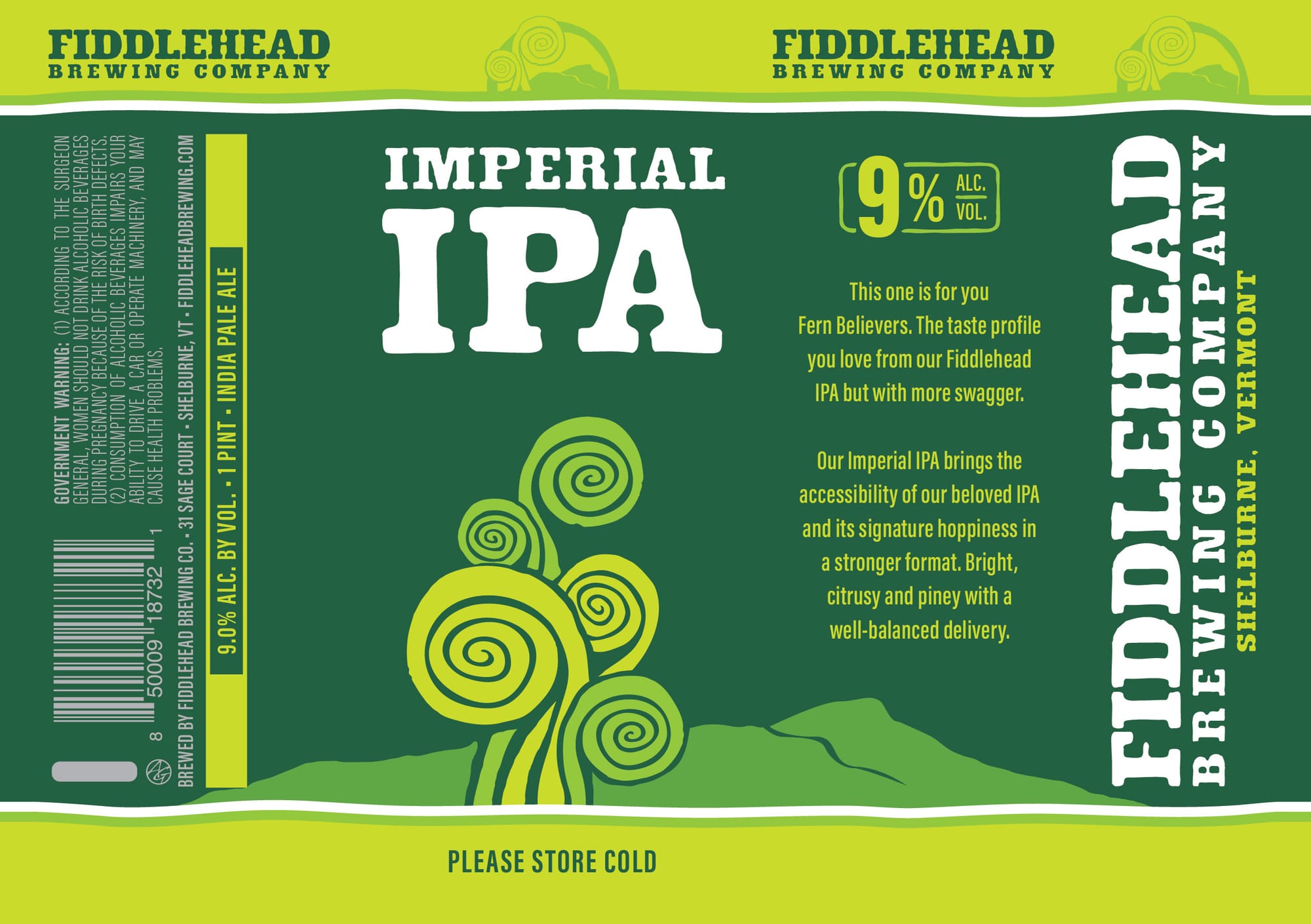 Imperial IPA by Fiddlehead Brewing Company - beer label