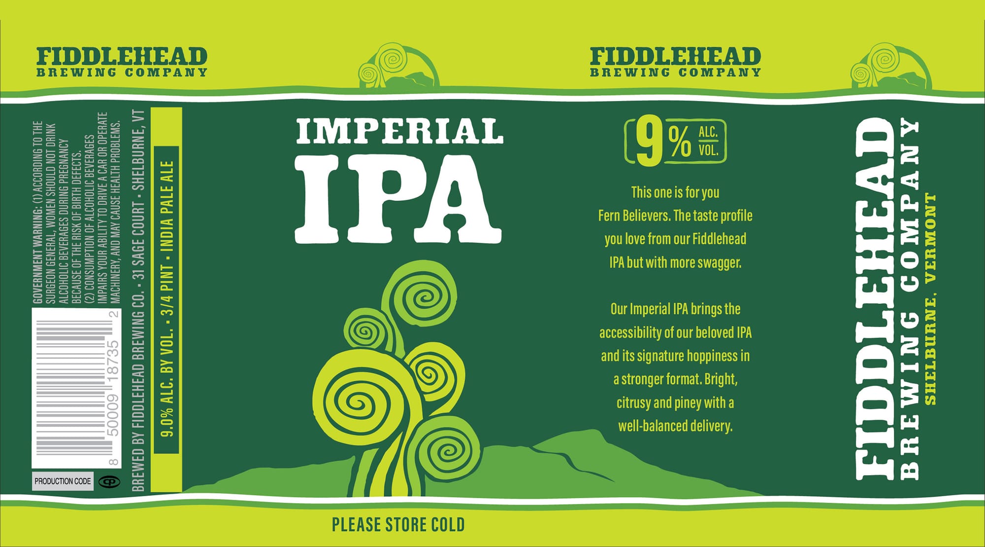 Imperial IPA by Fiddlehead Brewing Company - beer label