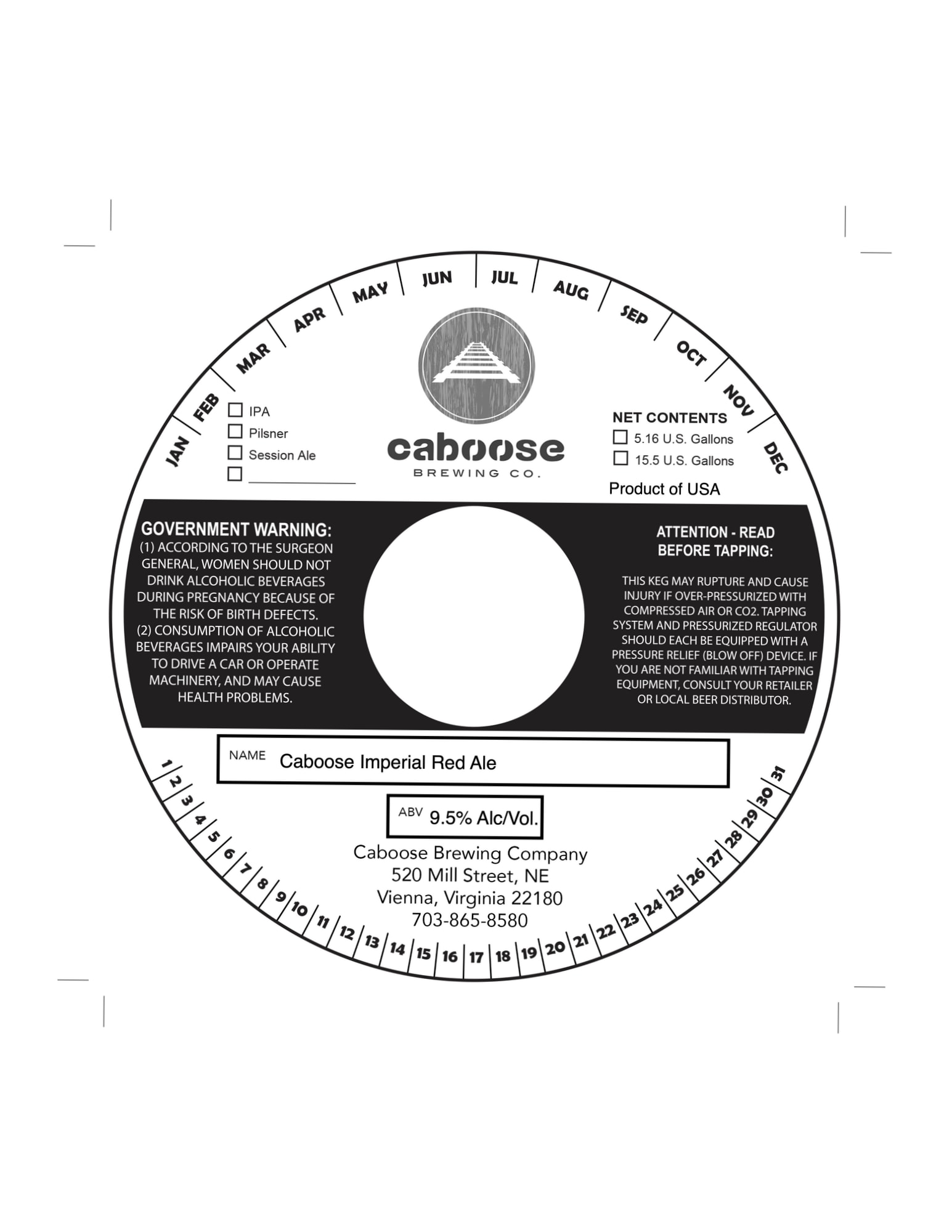 Imperial Red Ale by Caboose Brewing Co. - beer label