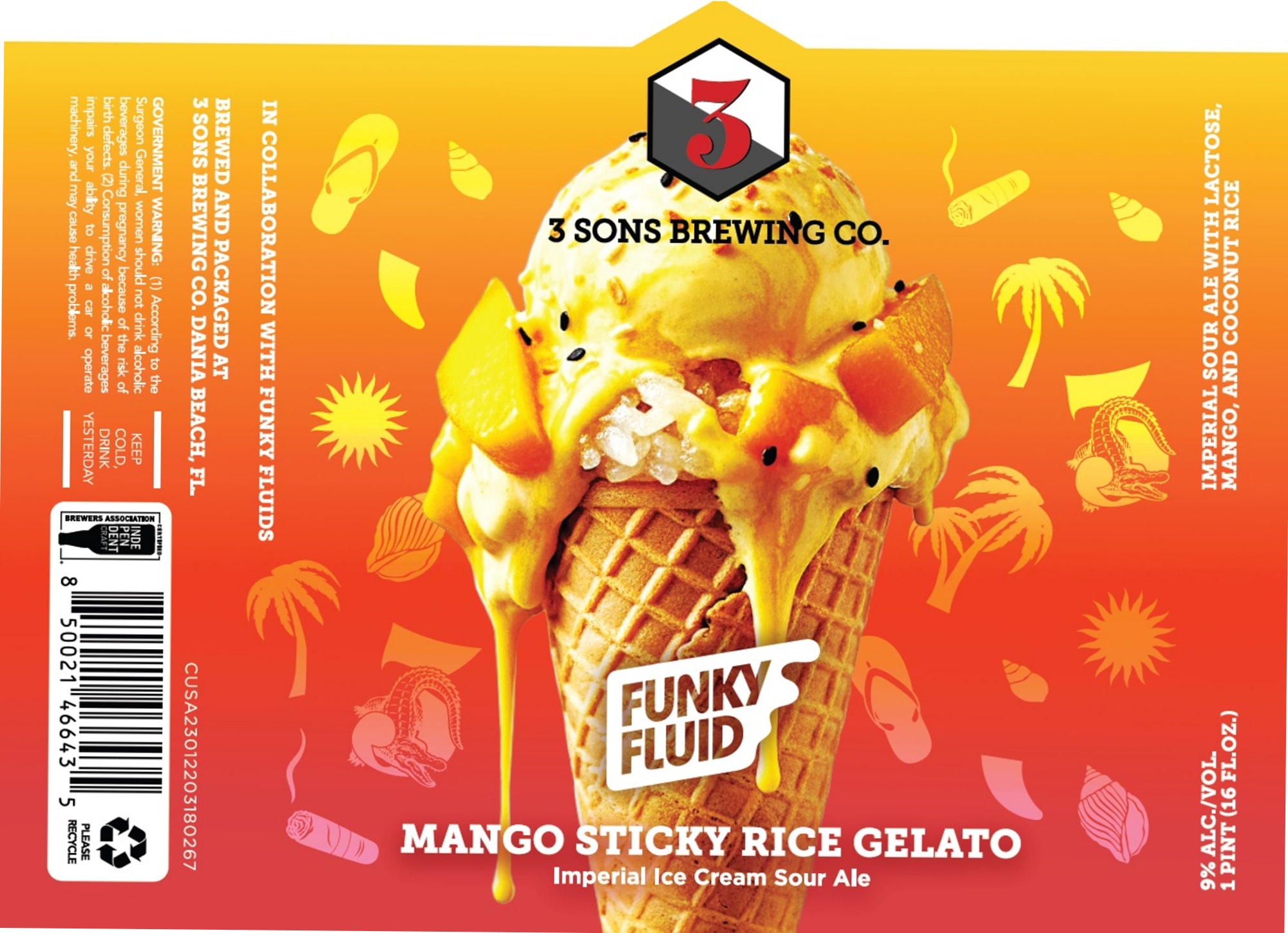 Imperial Sticky Rice Gelato by 3 Sons Brewing Co. - beer label