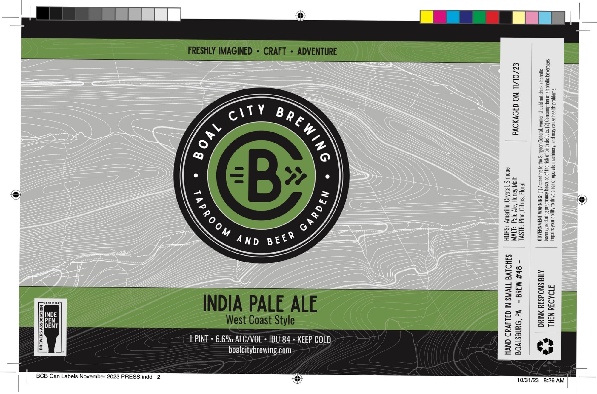 India Pale Ale by Boal City Brewing - beer label