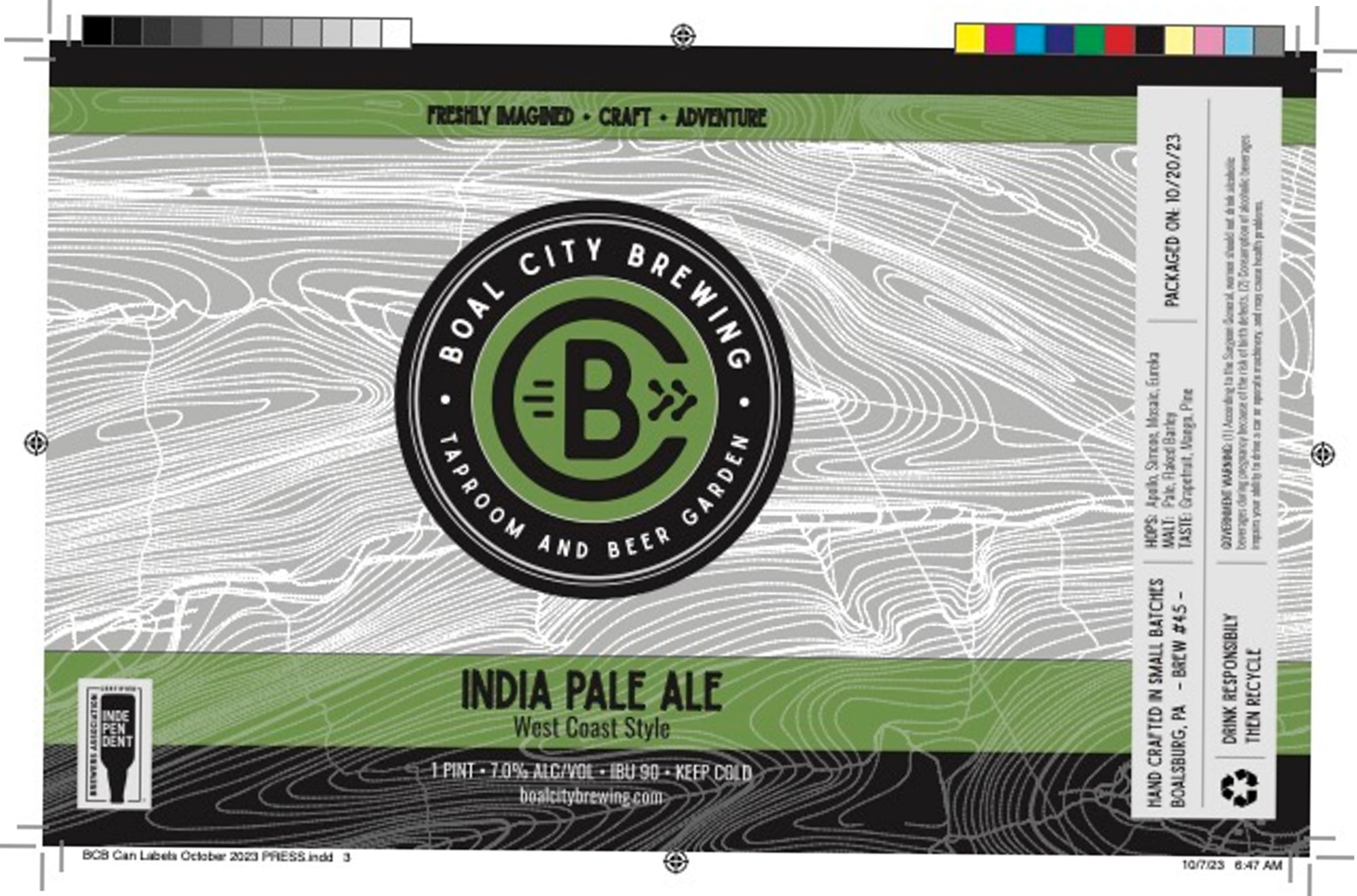 India Pale Ale by Boal City Brewing - beer label