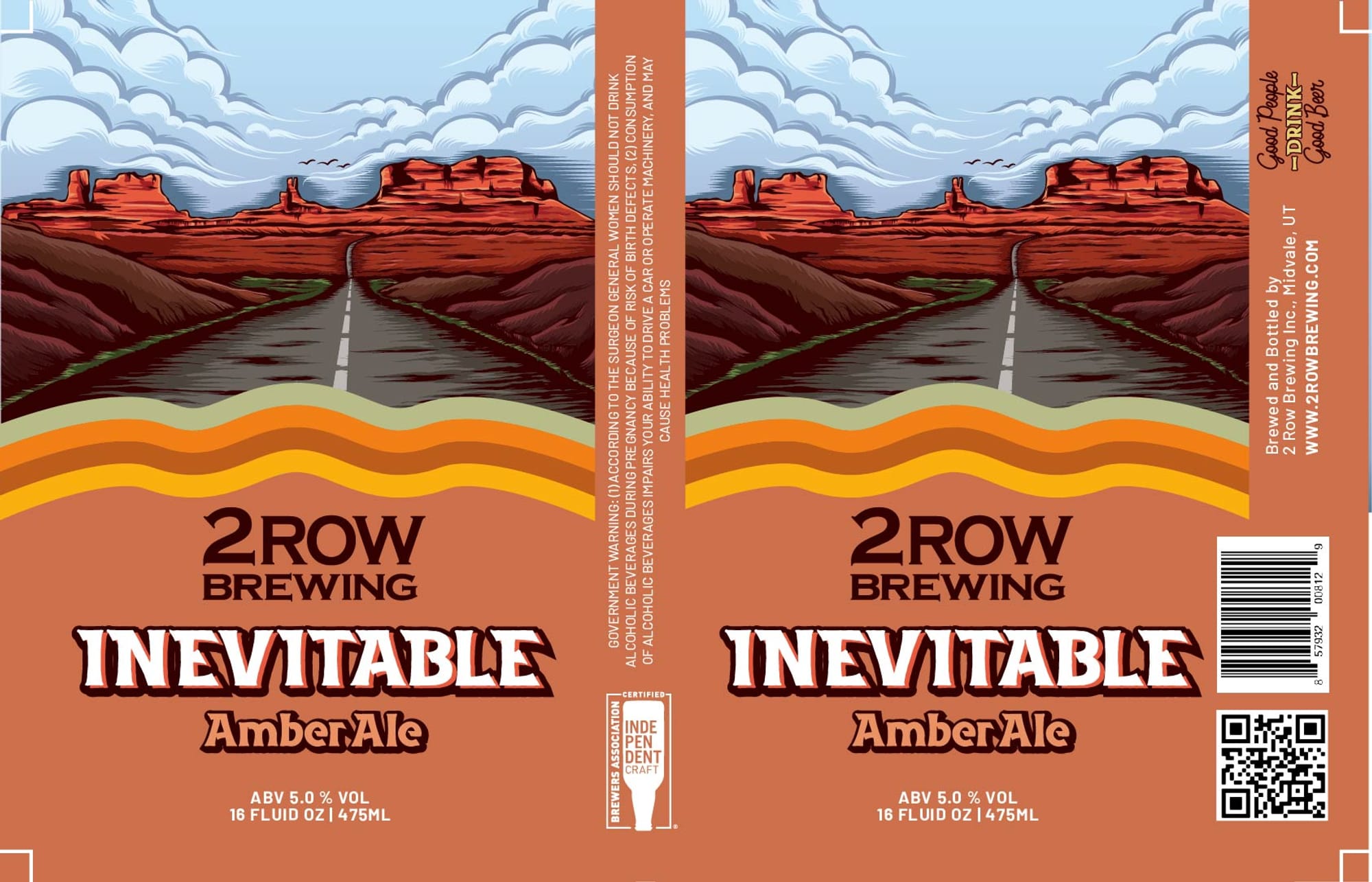 Inevitable Amber Ale by 2 Row Brewing - beer label