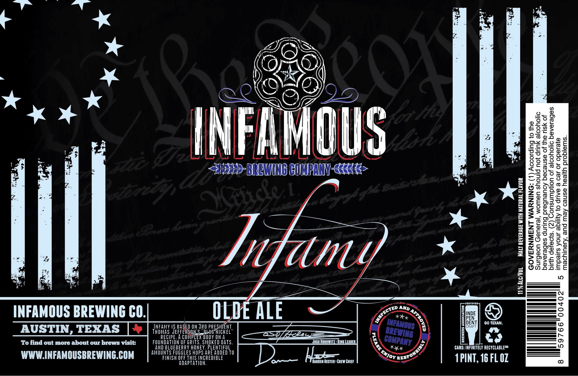 Olde Ale by Infamous Brewing Company - beer label