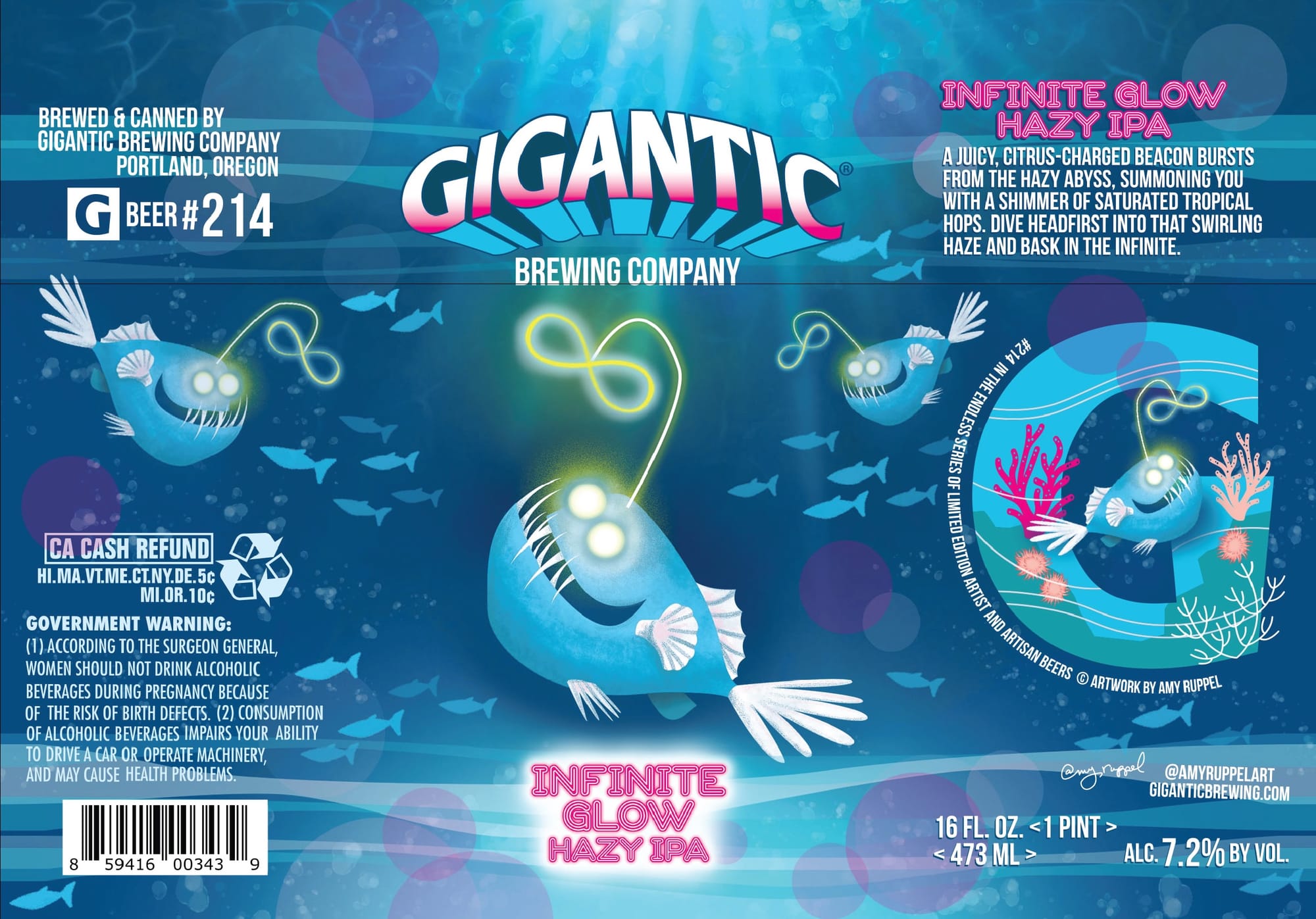 Infinite Glow Hazy IPA by Gigantic Brewing Company - beer label