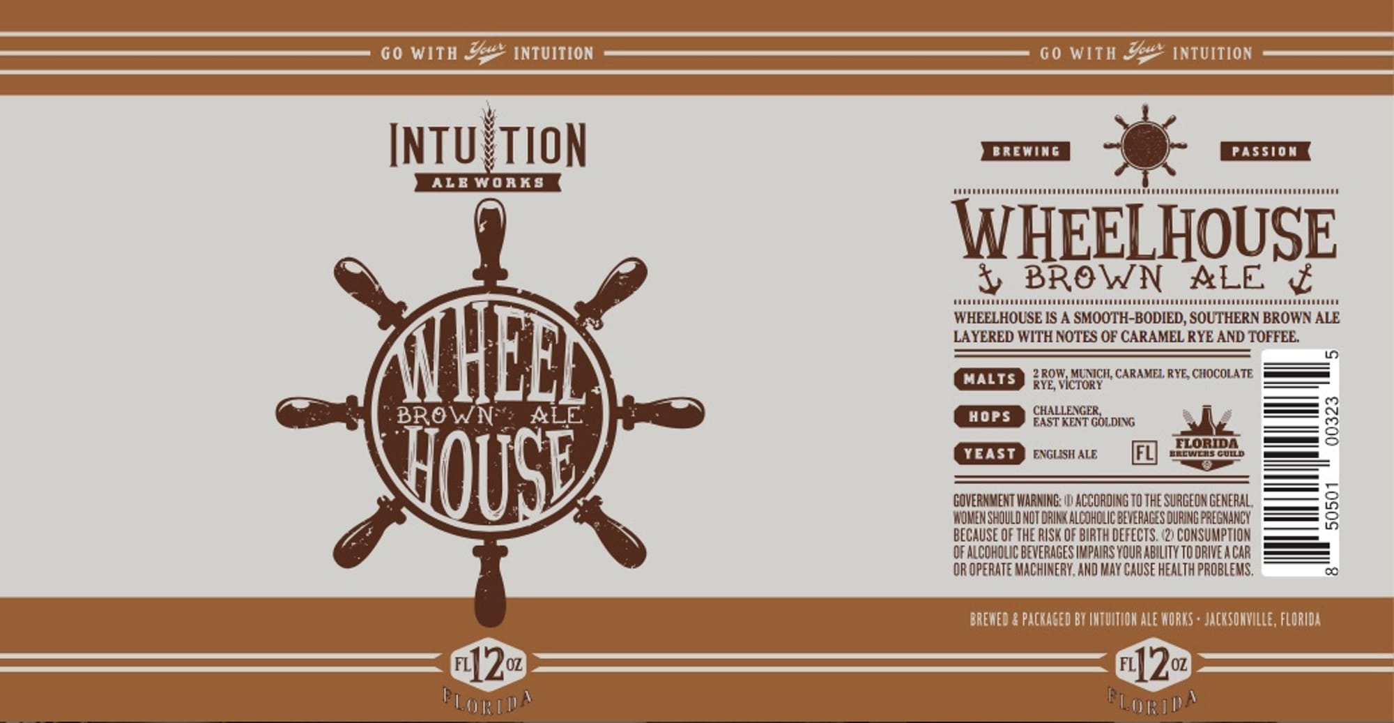 Wheelhouse Brown Ale by Intuition Ale Works - beer label