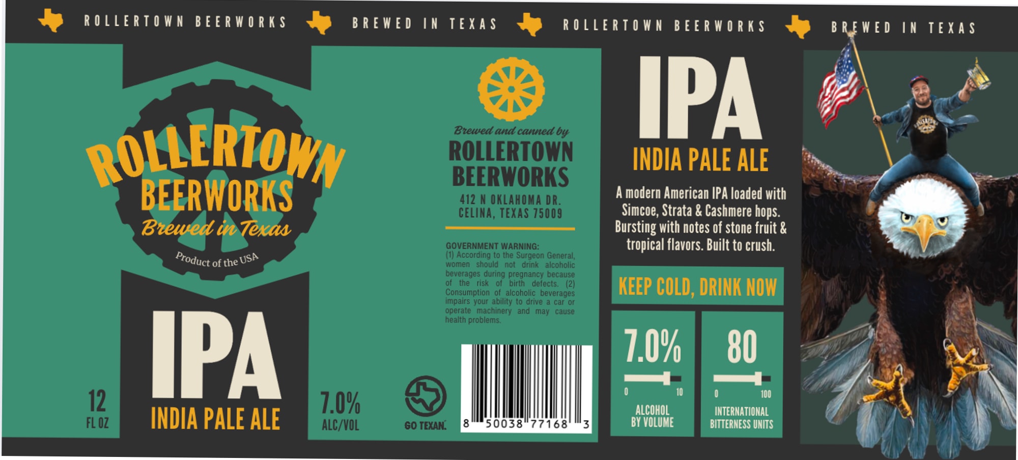 IPA by RollerTown Beerworks - beer label