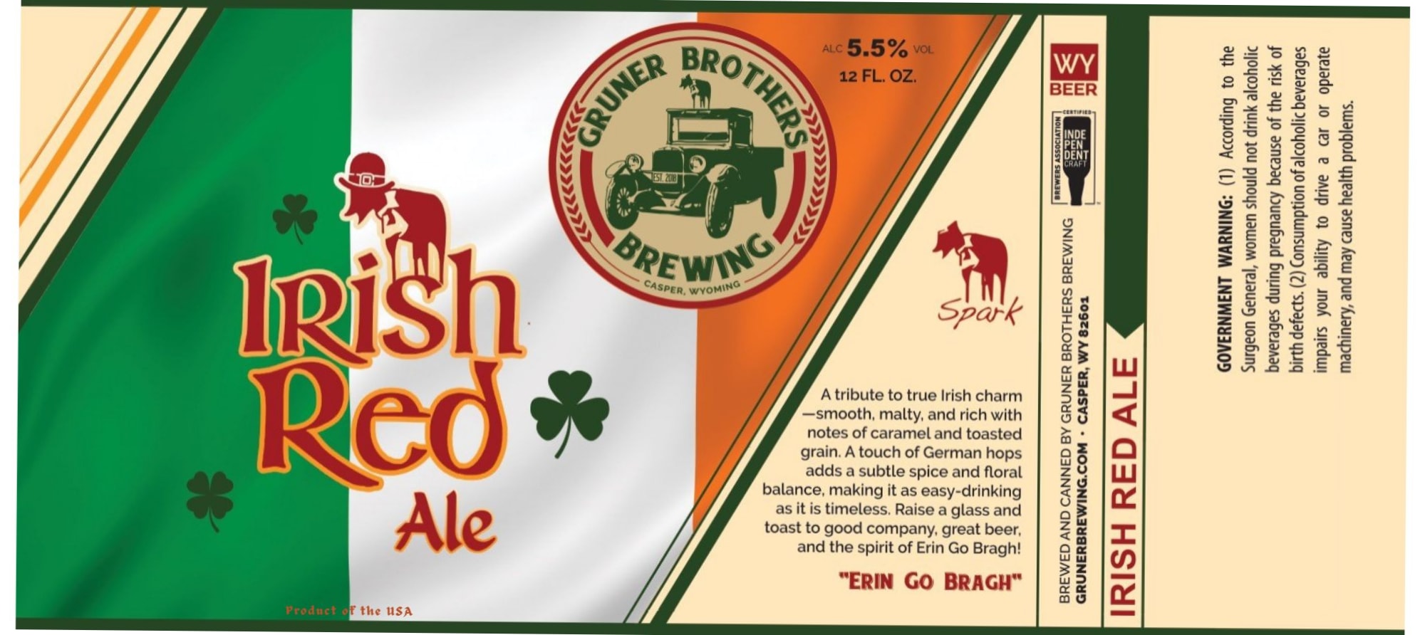 Irish Red Ale by Gruner Brothers Brewing - beer label