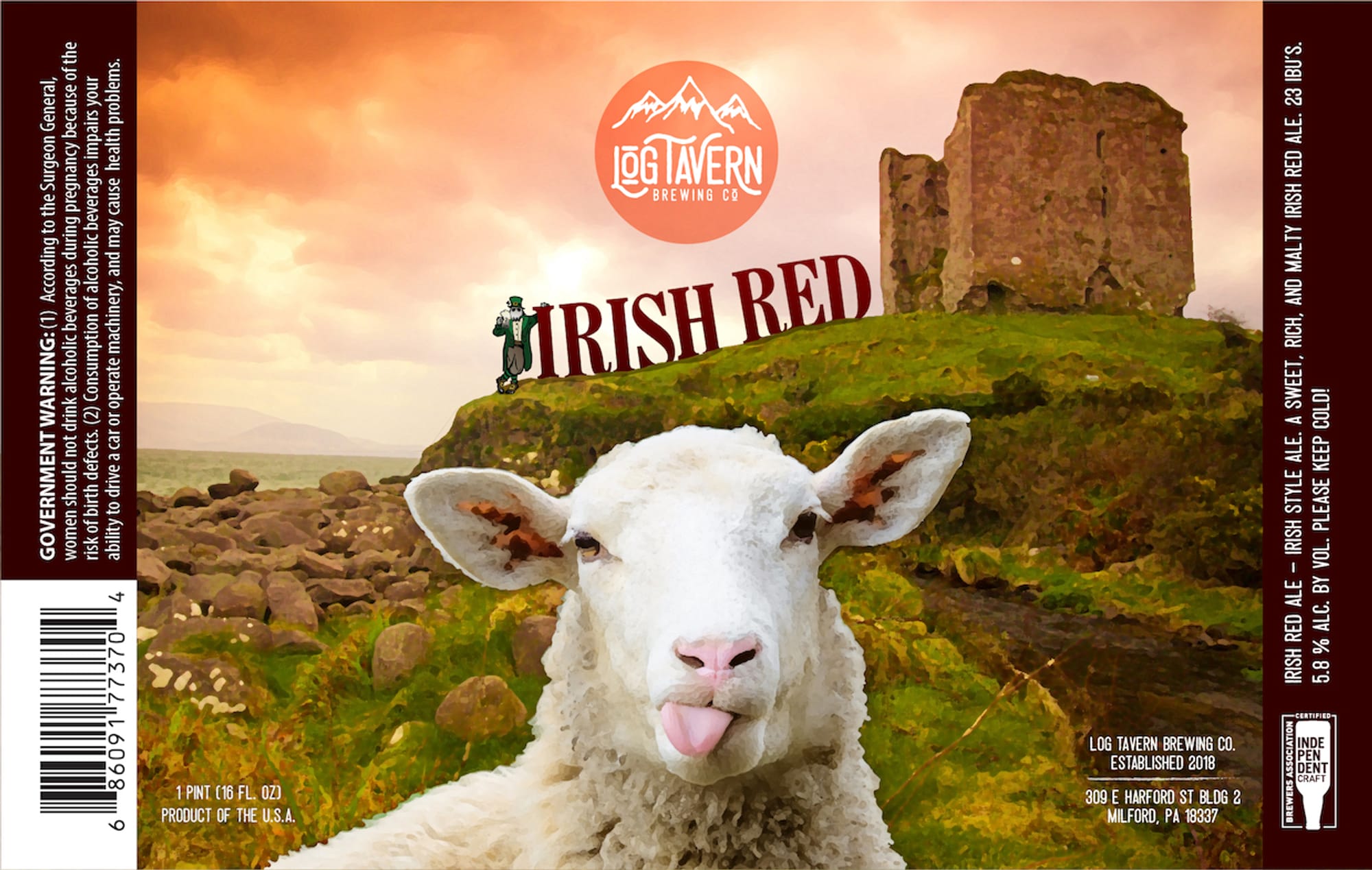 Irish Red by Log Tavern Brewing Co. - beer label