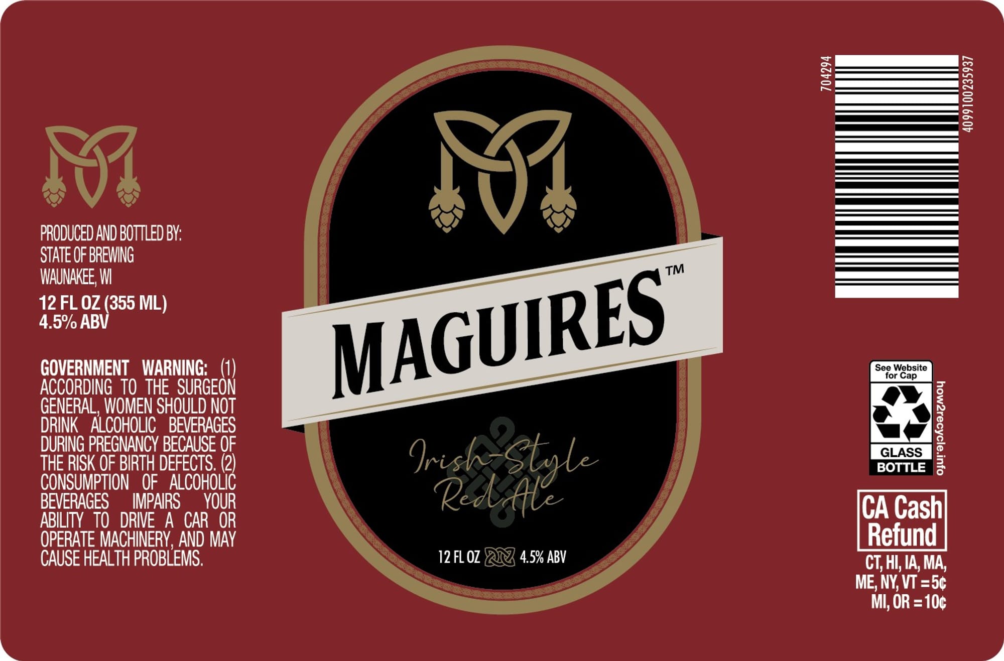 Irish Style Red Ale by Maguires - beer label
