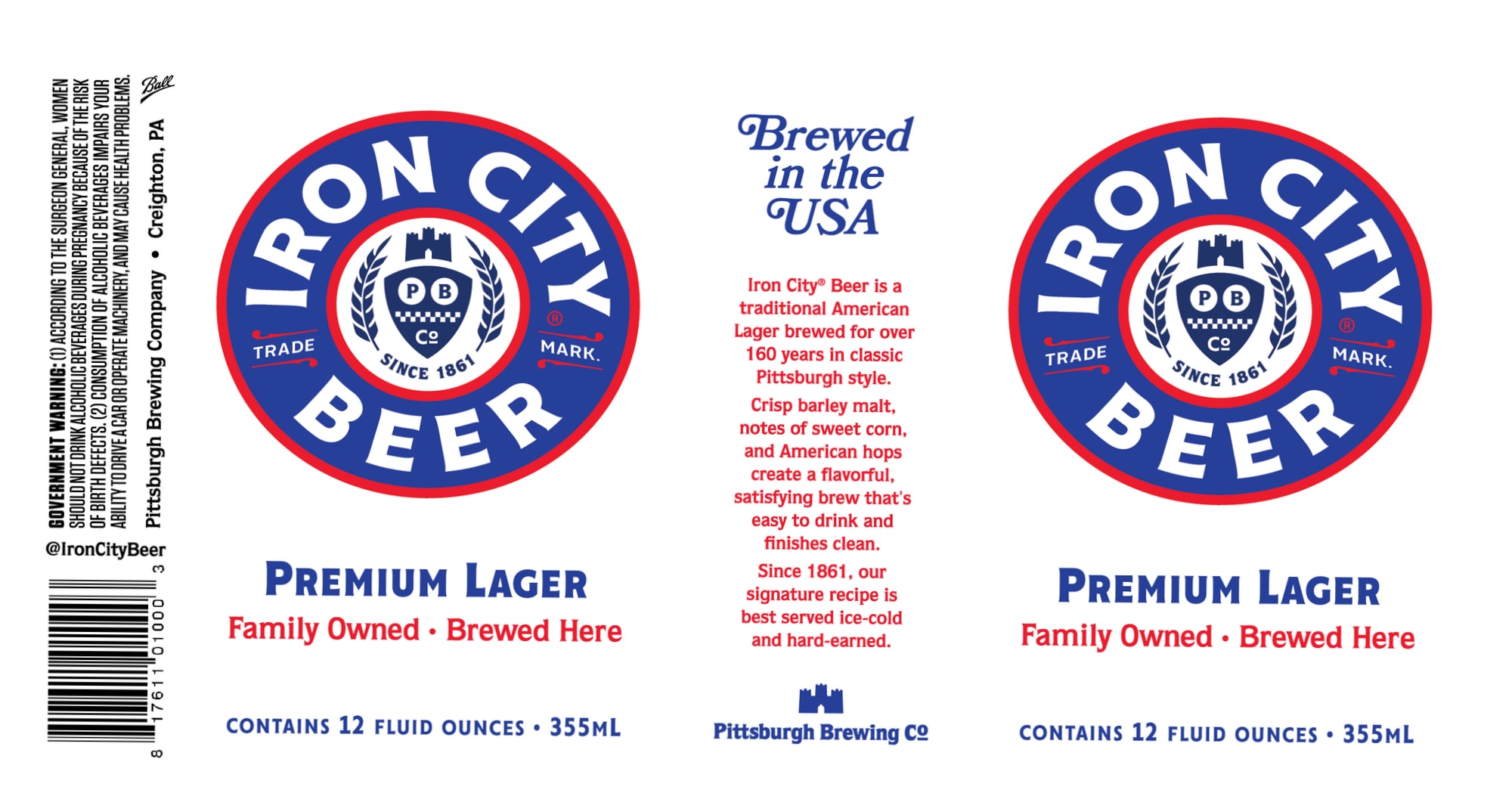Iron City Beer by Pittsburgh Brewing Co - beer label
