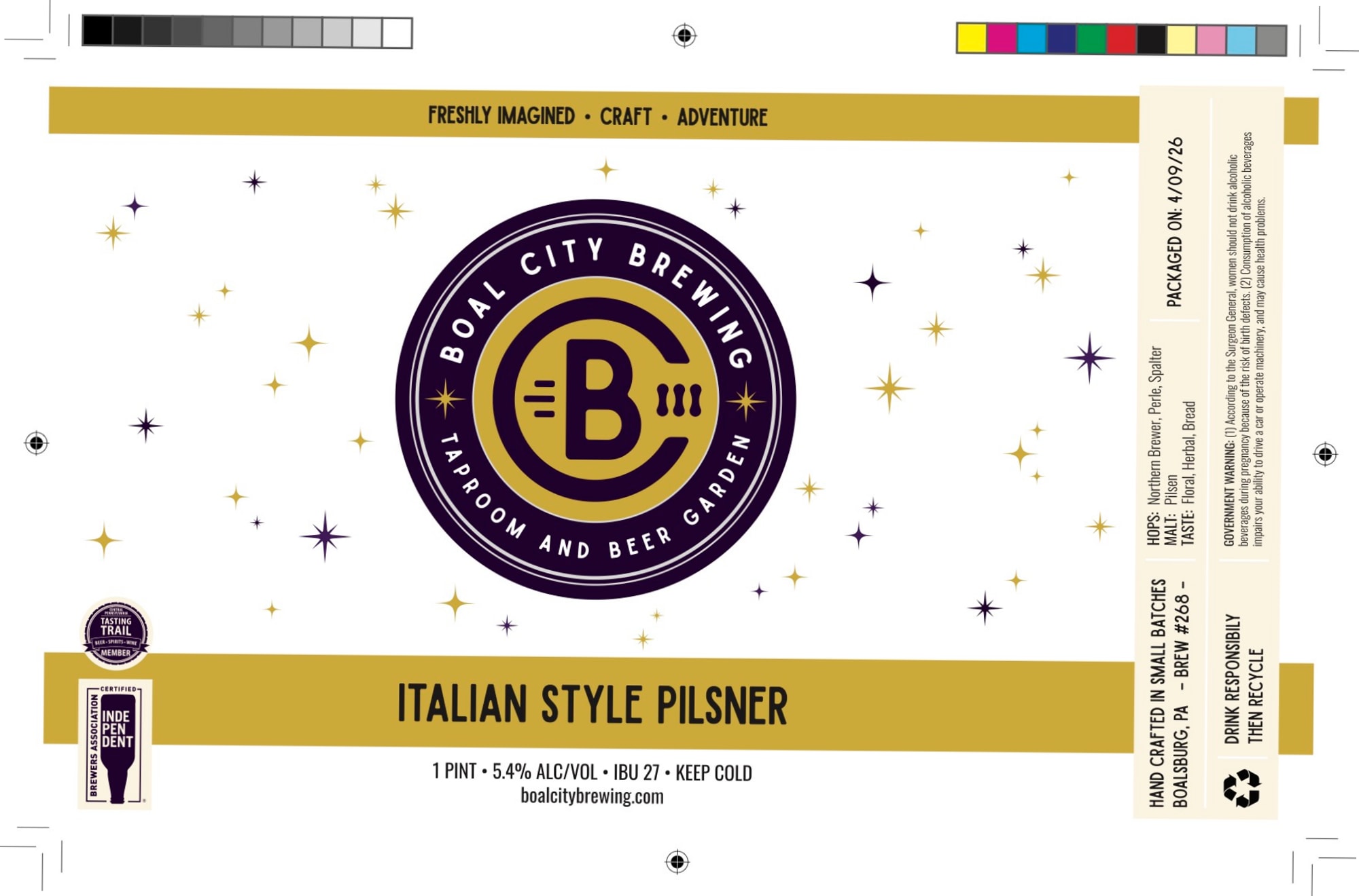 Italian Style Pilsner by Boal City Brewing - beer label