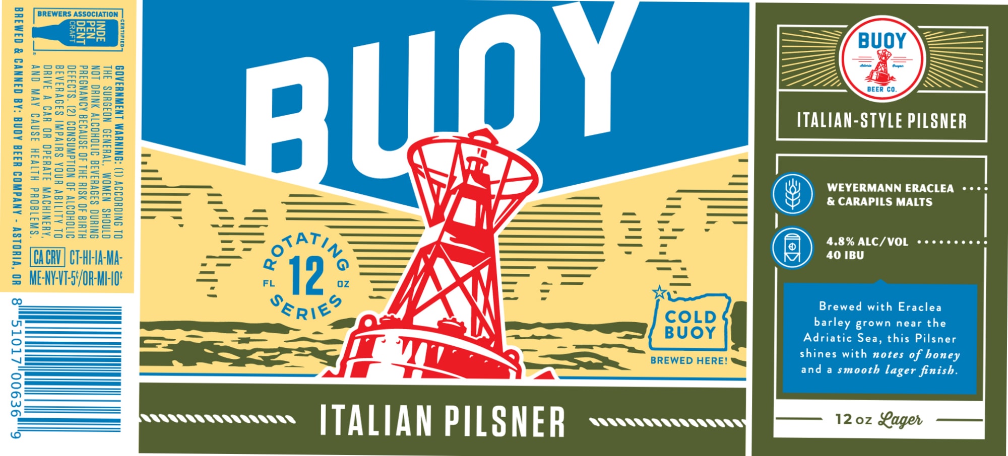 Italian-Style Pilsner by Buoy Beer Co. - beer label