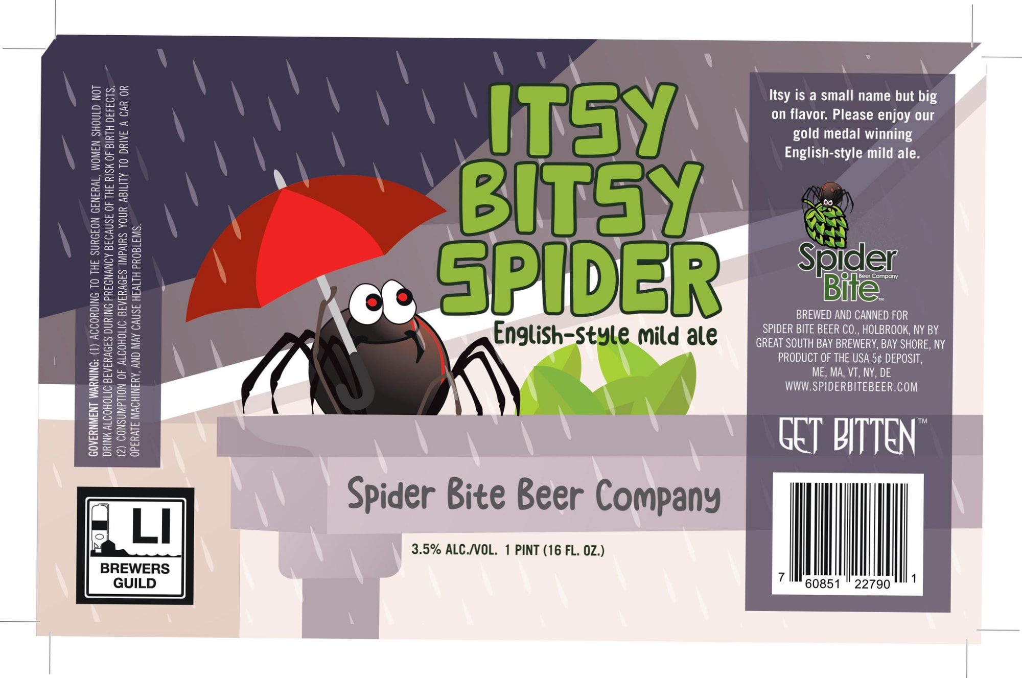 Itsy Bitsy Spider by Spider Bite Beer Company - beer label