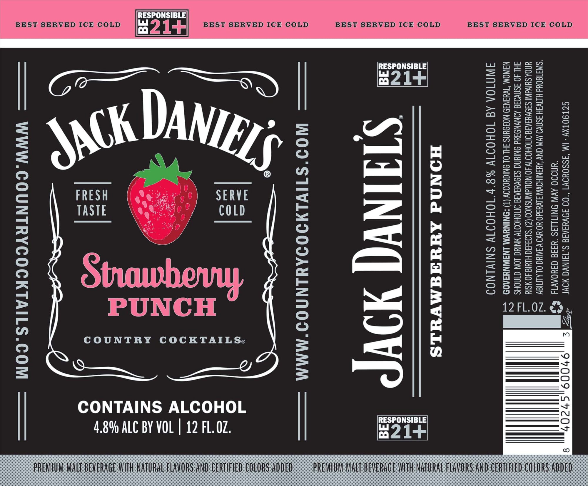Jack Daniel's Strawberry Punch by Jack Daniel's Beverage Co. - beer label