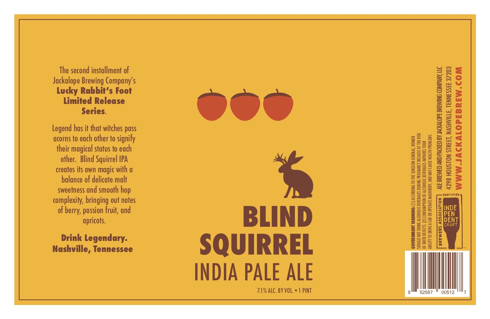 Blind Squirrel by Jackalope Brewing Company - beer label