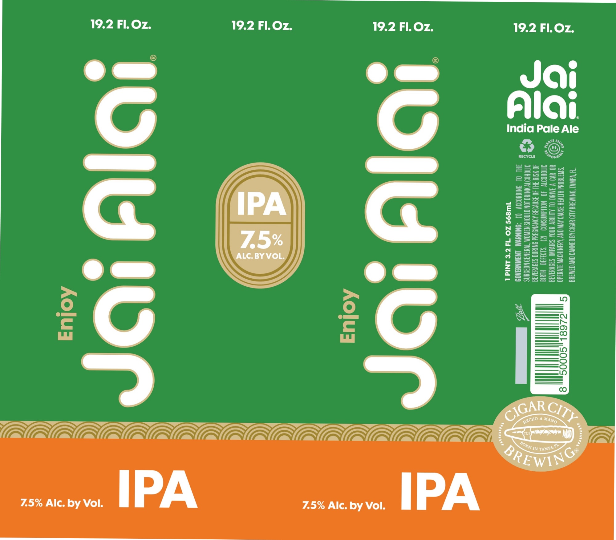 Jai Alai IPA by Cigar City Brewing - beer label
