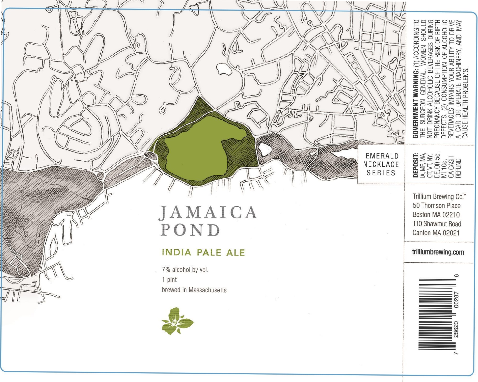Jamaica Pond by Trillium Brewing Co. - beer label