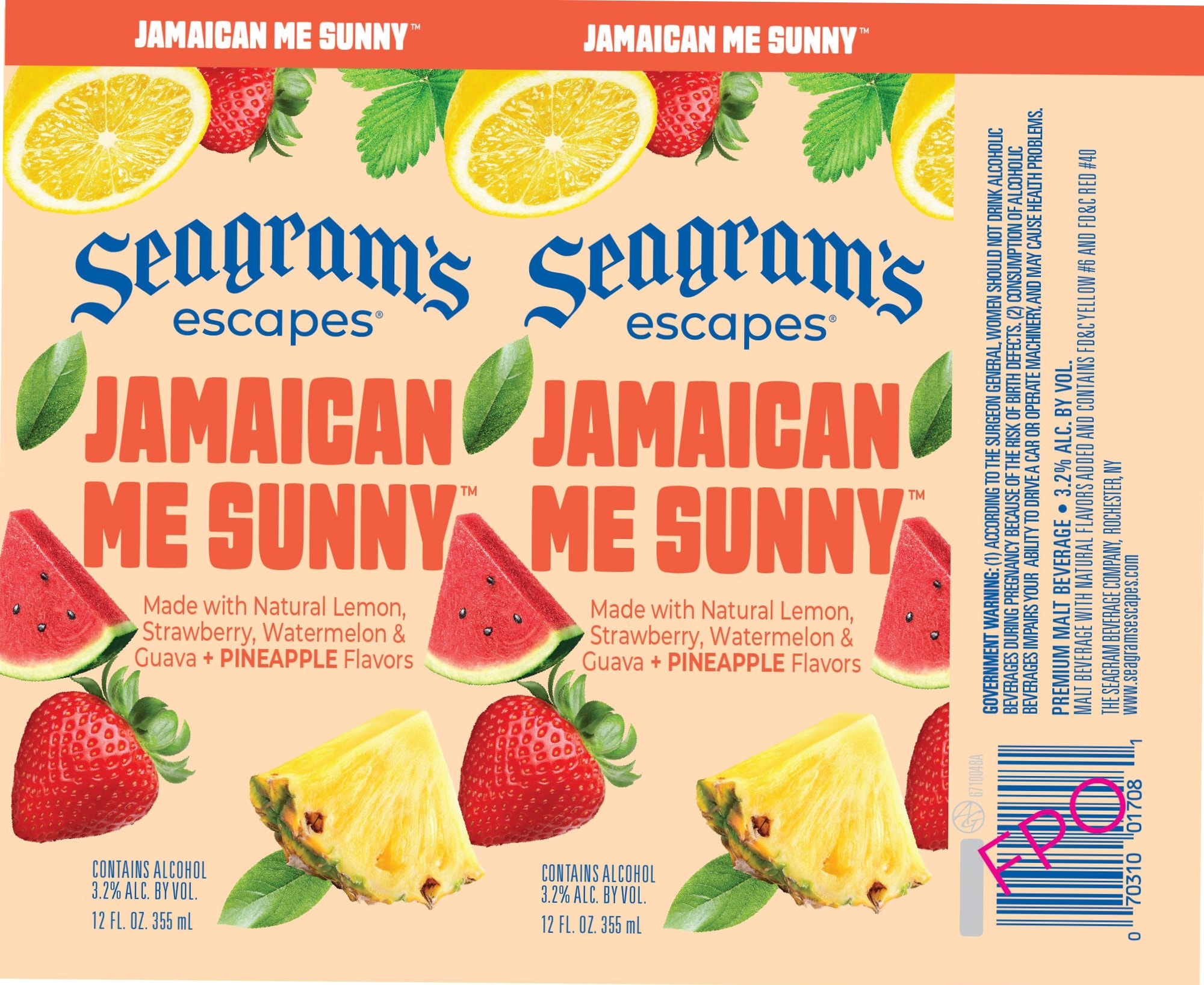 Jamaican Me Sunny by Seagram’s - beer label