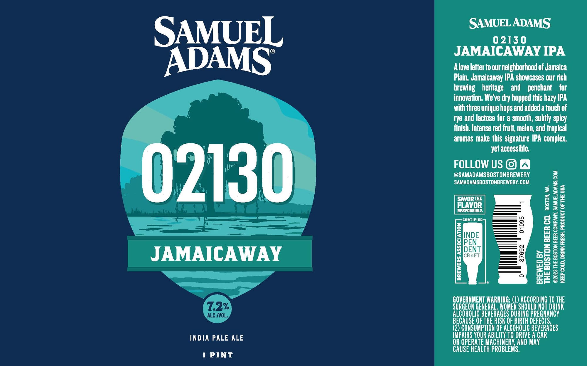 Jamaicaway IPA by Samuel Adams - beer label