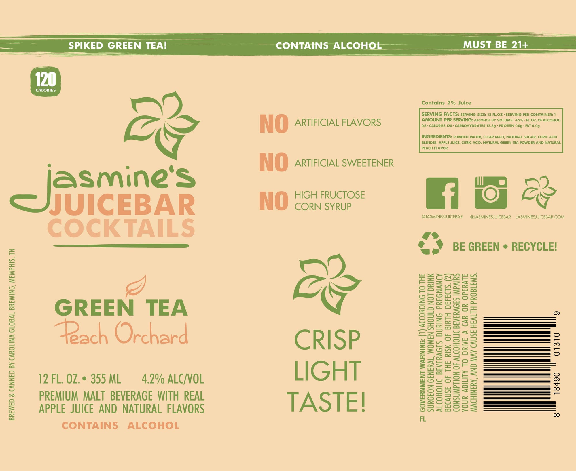 Jasmine Juicebar Cocktail by Carolina Global Brewing - beer label
