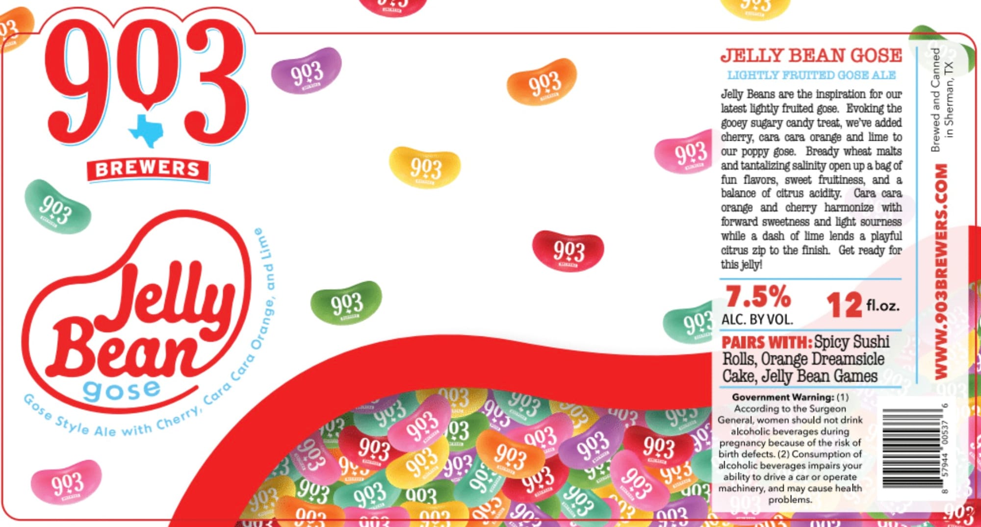 Jelly Bean Gose by 903 Brewers - beer label