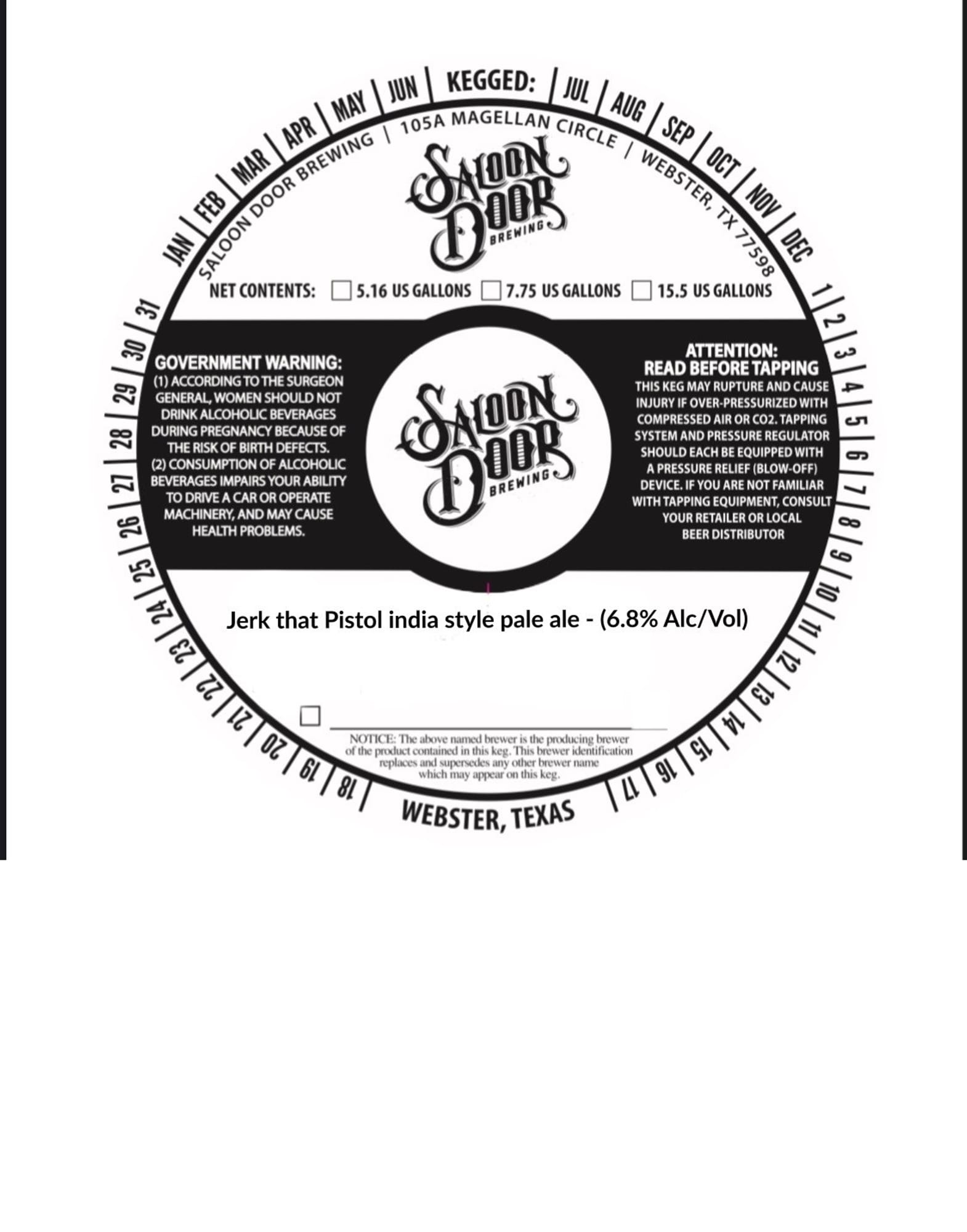 Jerk With Pistol India Style Pale Ale by Saloon Door Brewing - beer label