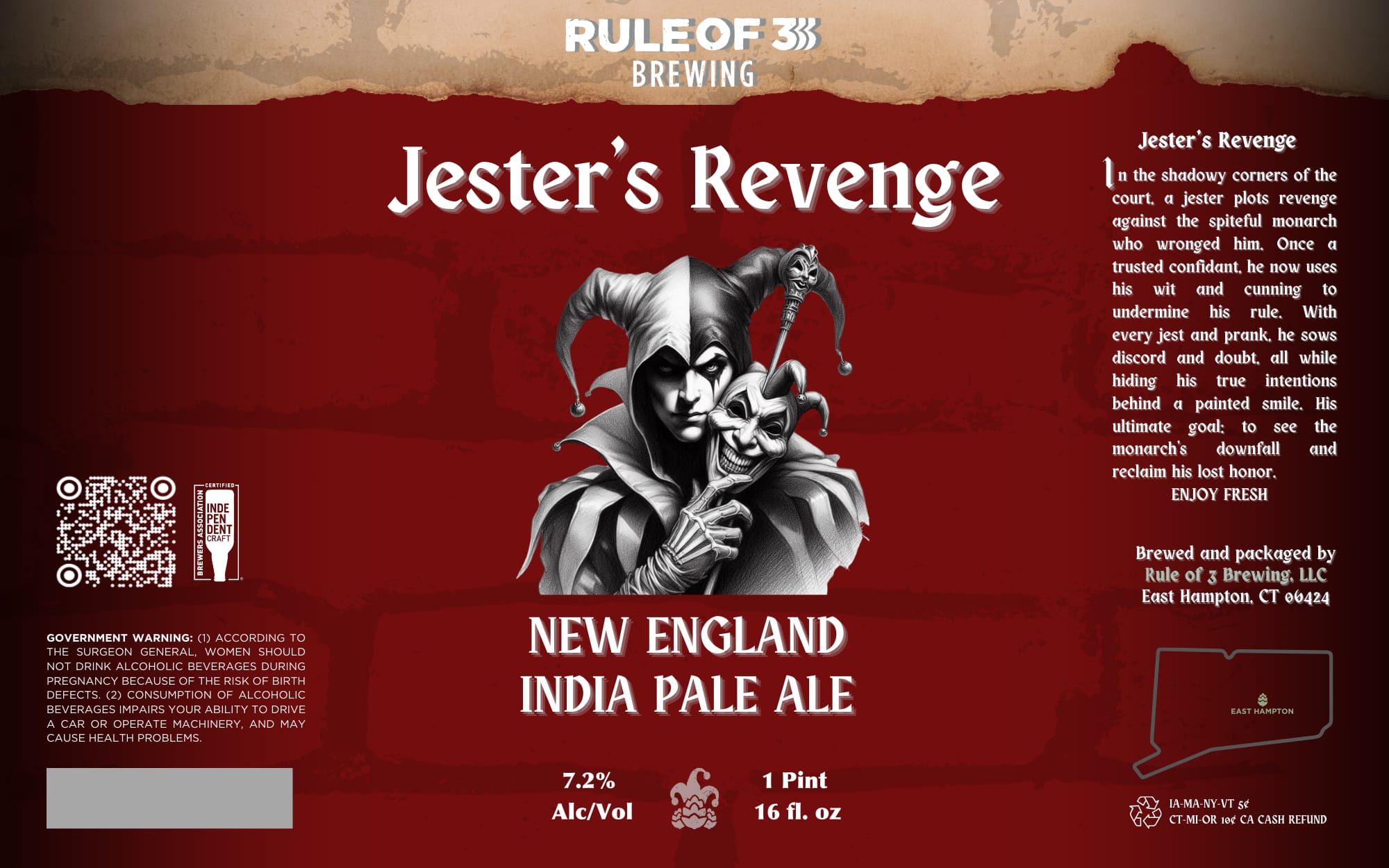 Jester’s Revenge by Rule of 3 Brewing - beer label