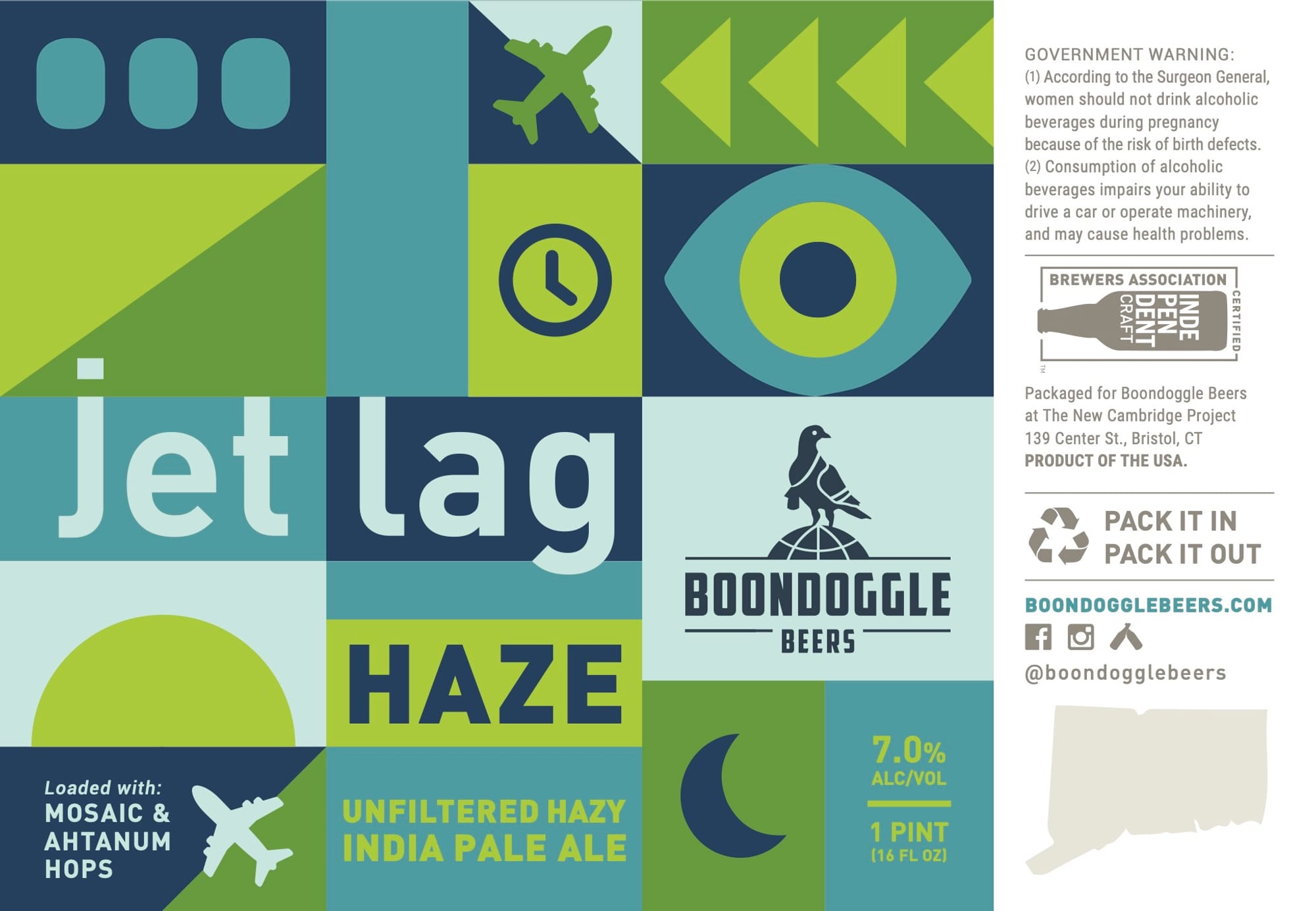 Jet Lag Haze by Boondoggle Beers - beer label
