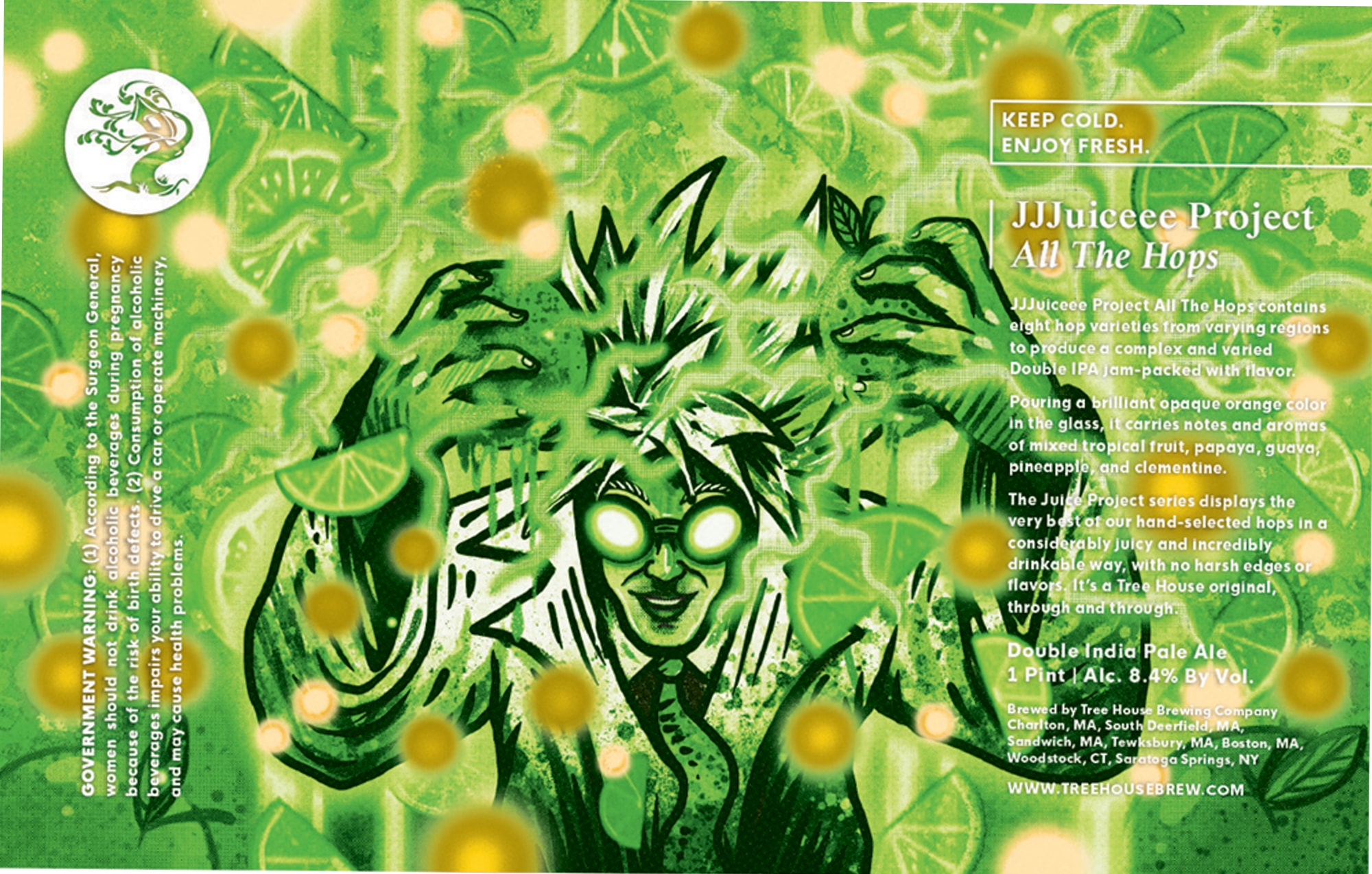 JJJuiceee Project All The Hops by Tree House Brewing Company - beer label
