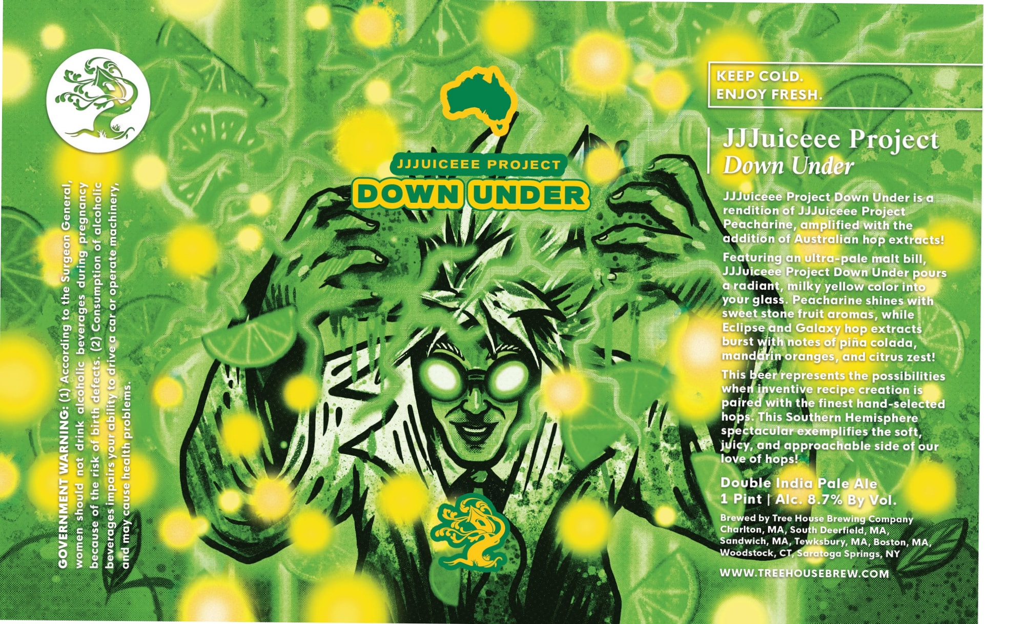 JJJuiicee Project Down Under by Tree House Brewing Company - beer label