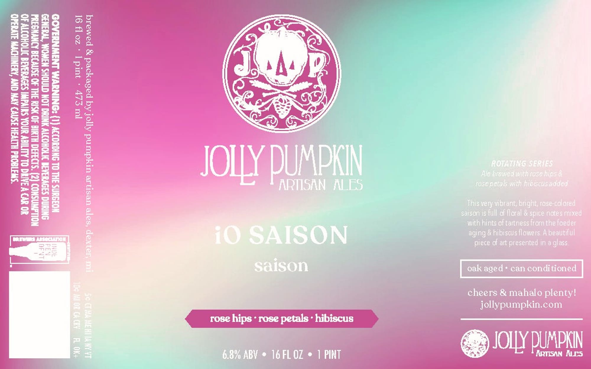 io Saison by Jolly Pumpkin Artisan Ales - beer label