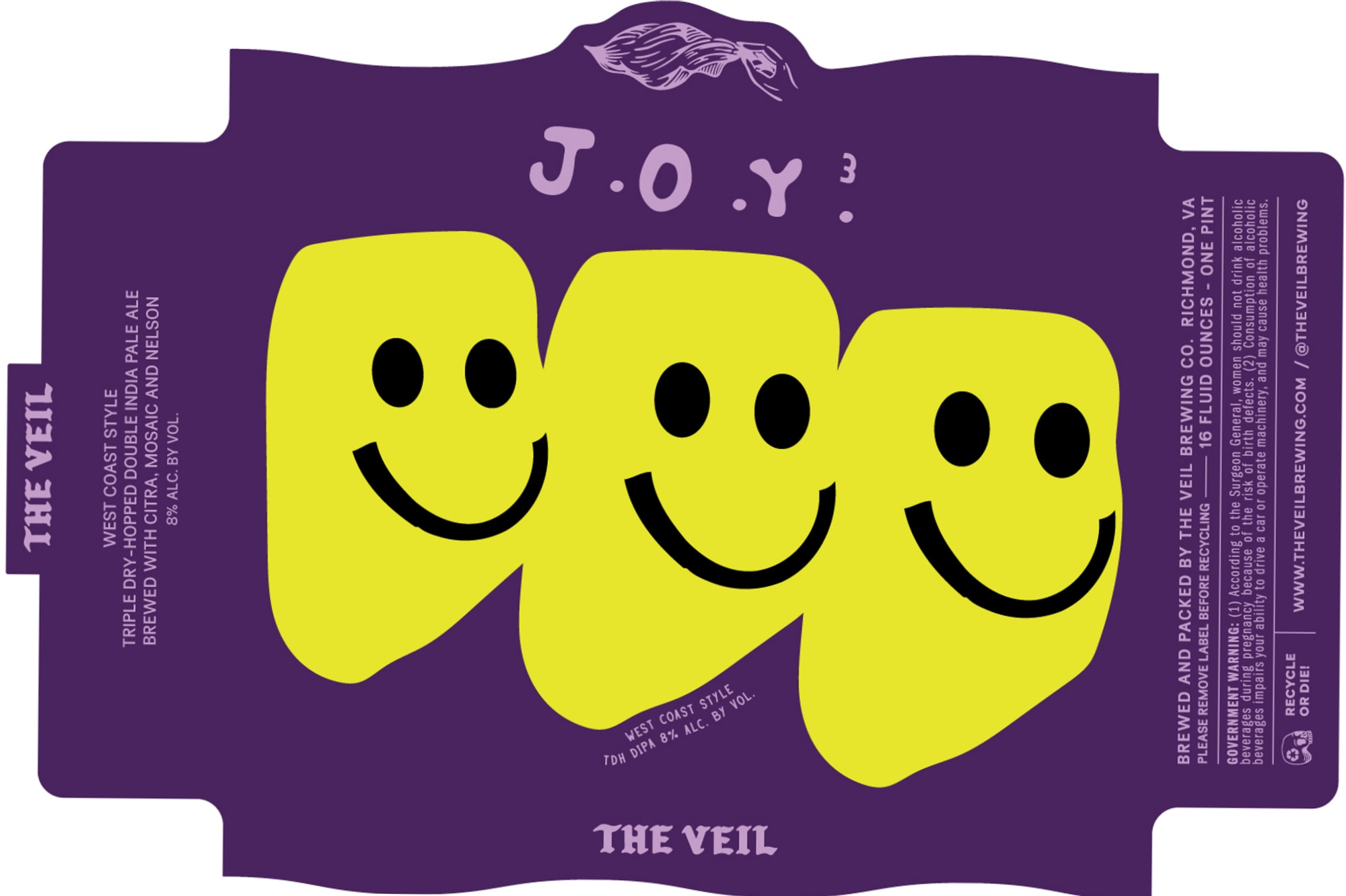 J.O.Y. by The Veil Brewing Co. - beer label