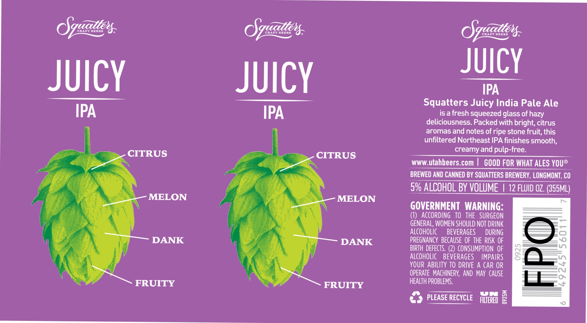 Juicy IPA by Squatters Craft Beers - beer label