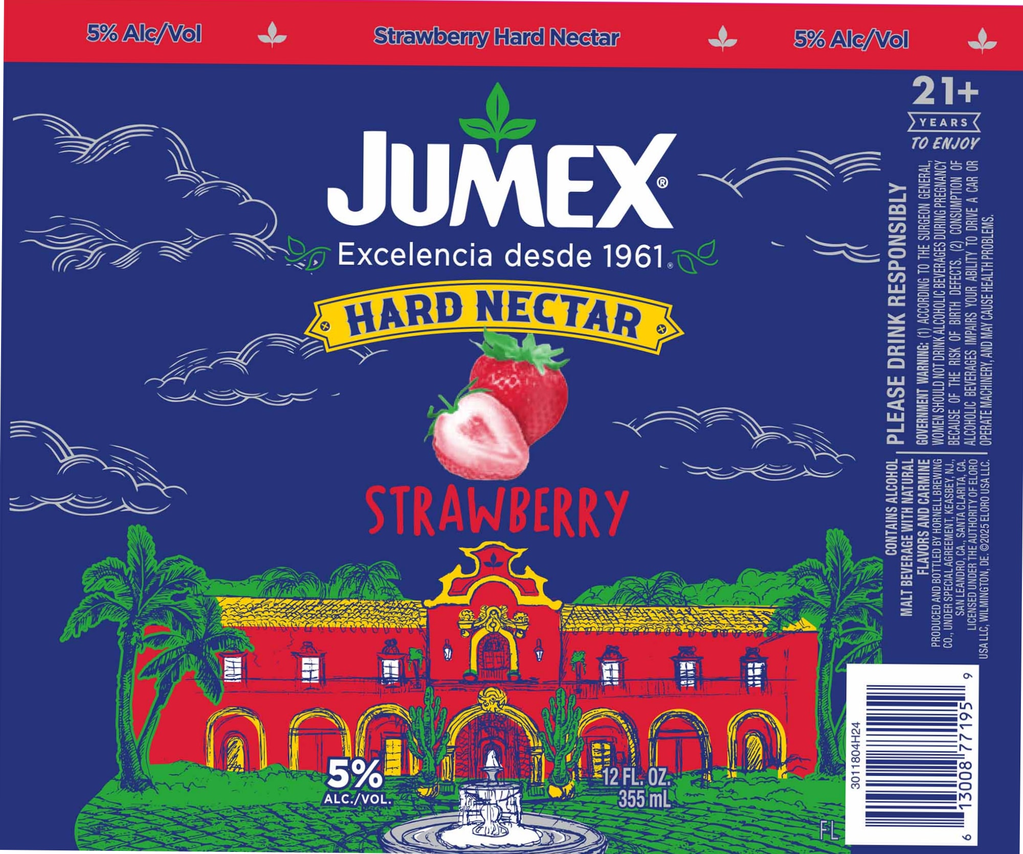 Jumex Hard Nectar Strawberry by Horwell Brewing Co. - beer label