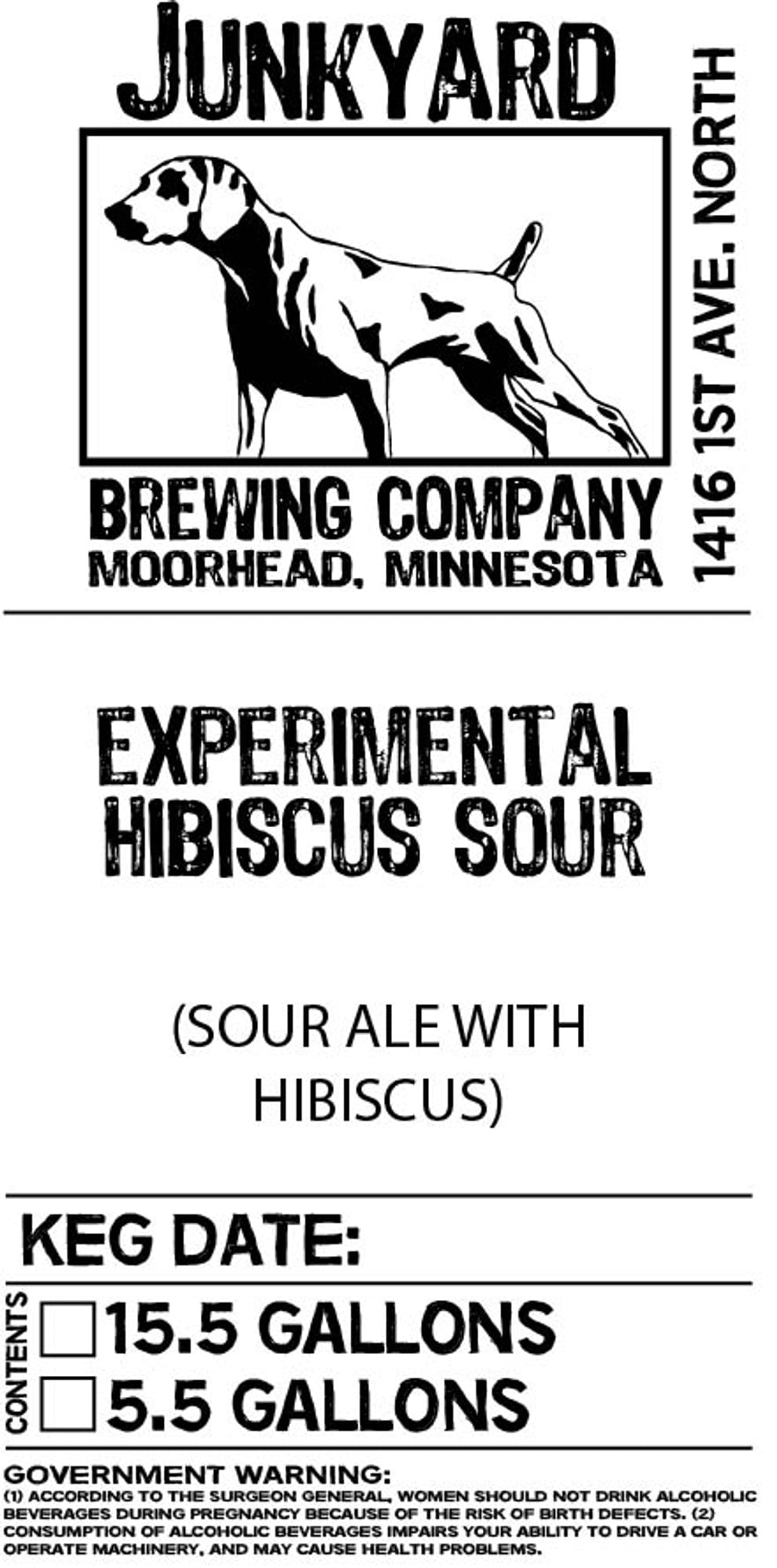 Experimental Hibiscus Sour by Junkyard Brewing Company - beer label