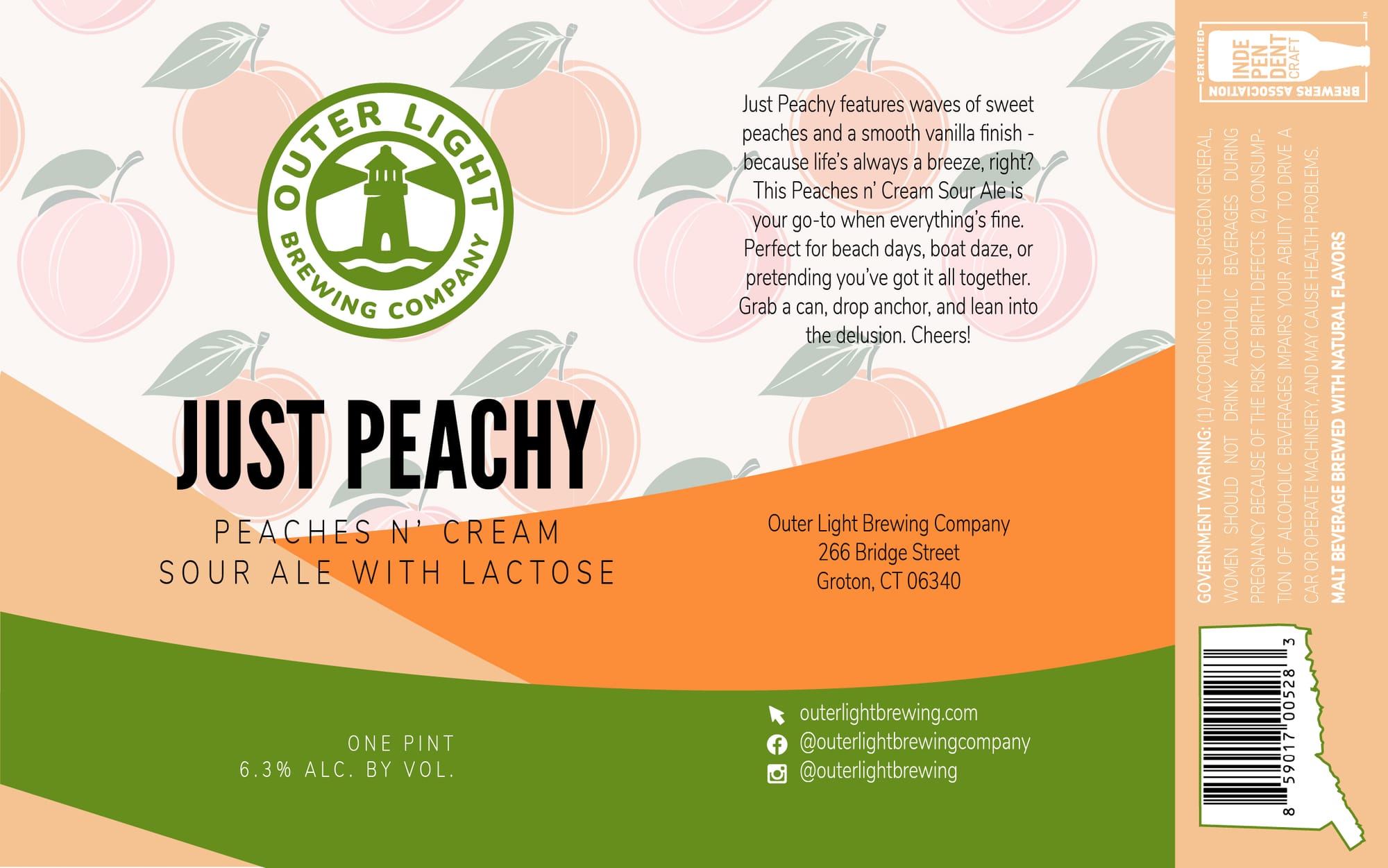 Just Peachy by Outer Light Brewing Company - beer label