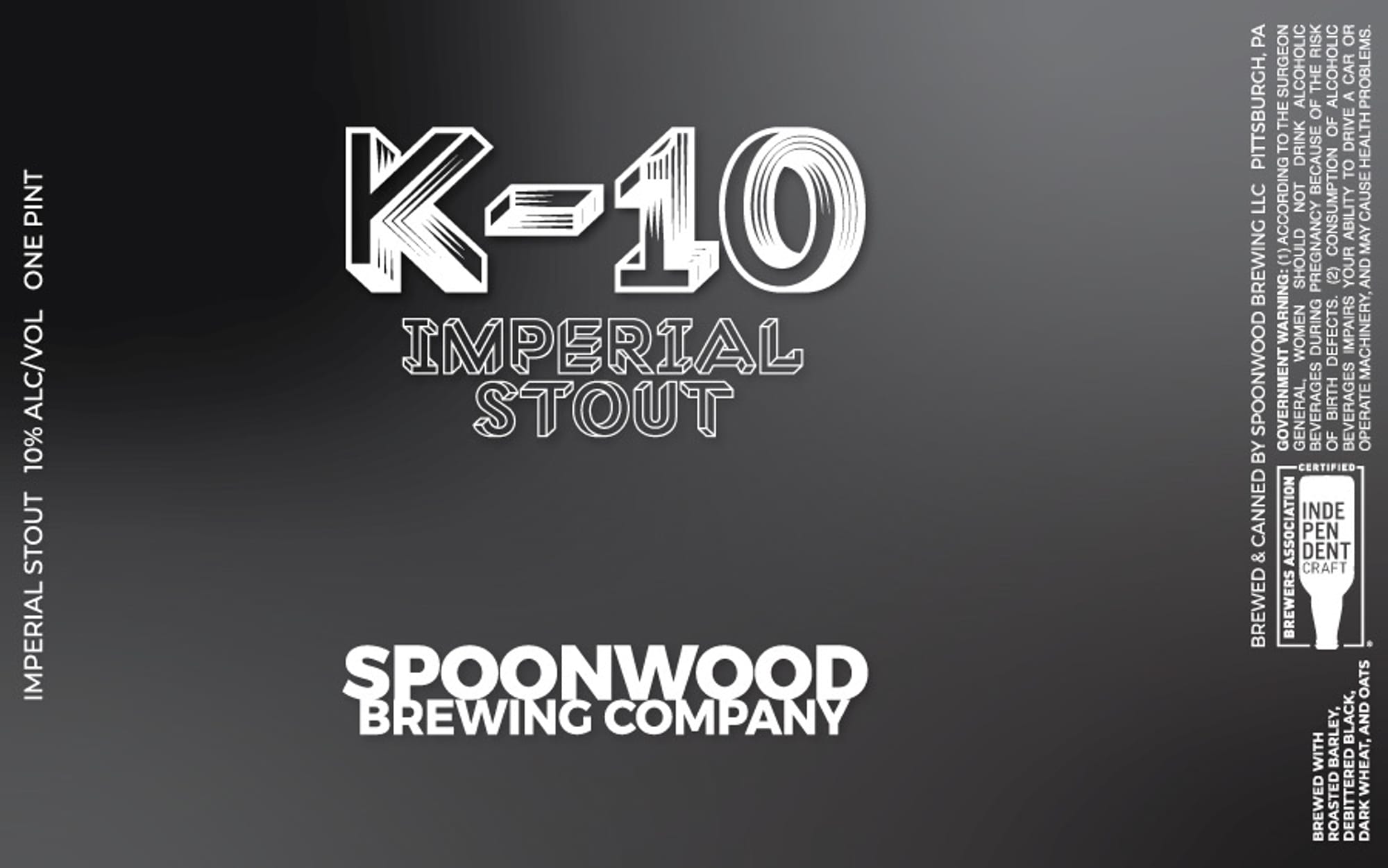 K-10 Imperial Stout by Spoonwood Brewing Company - beer label