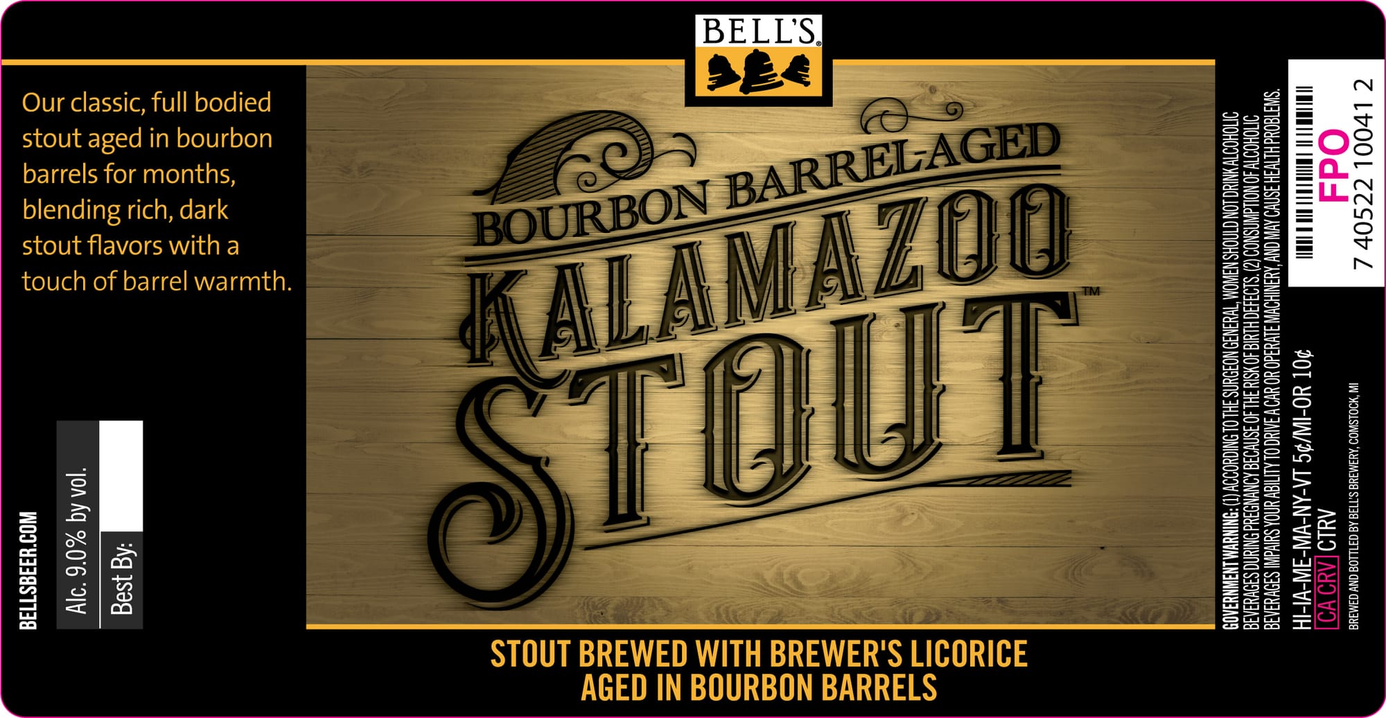 Kalamazoo Stout by Bell's Brewery - beer label