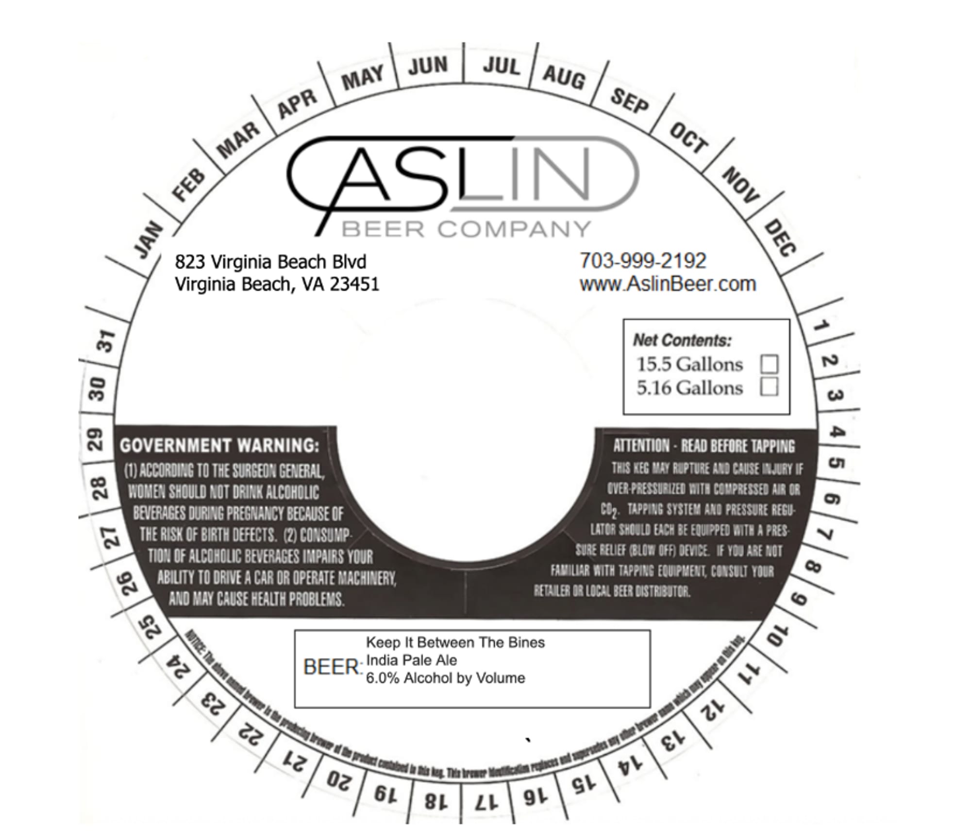 Keep It Between The Lines by Aslin Beer Company - beer label
