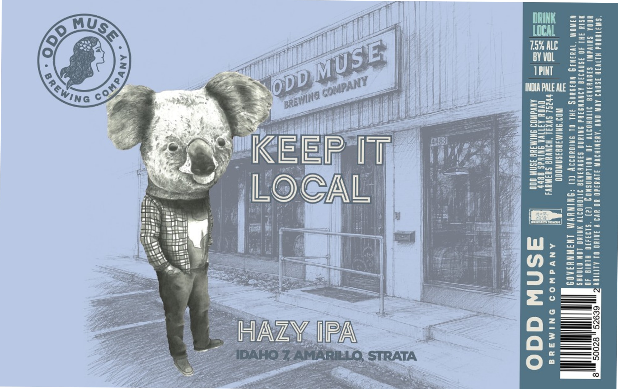Keep It Local Hazy IPA by Odd Muse Brewing Company - beer label