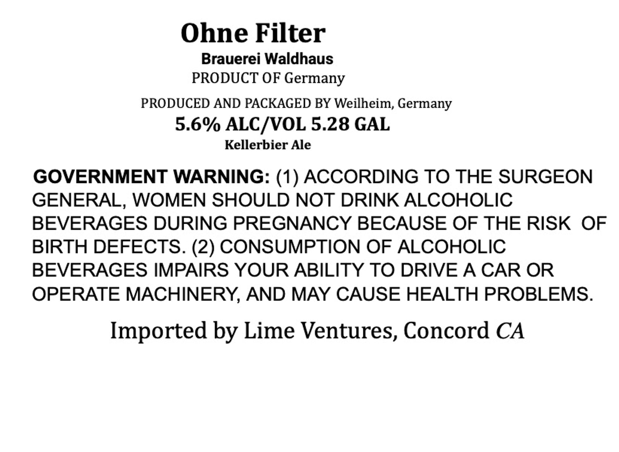 Ohne Filter by Brauerei Waldhaus - beer label