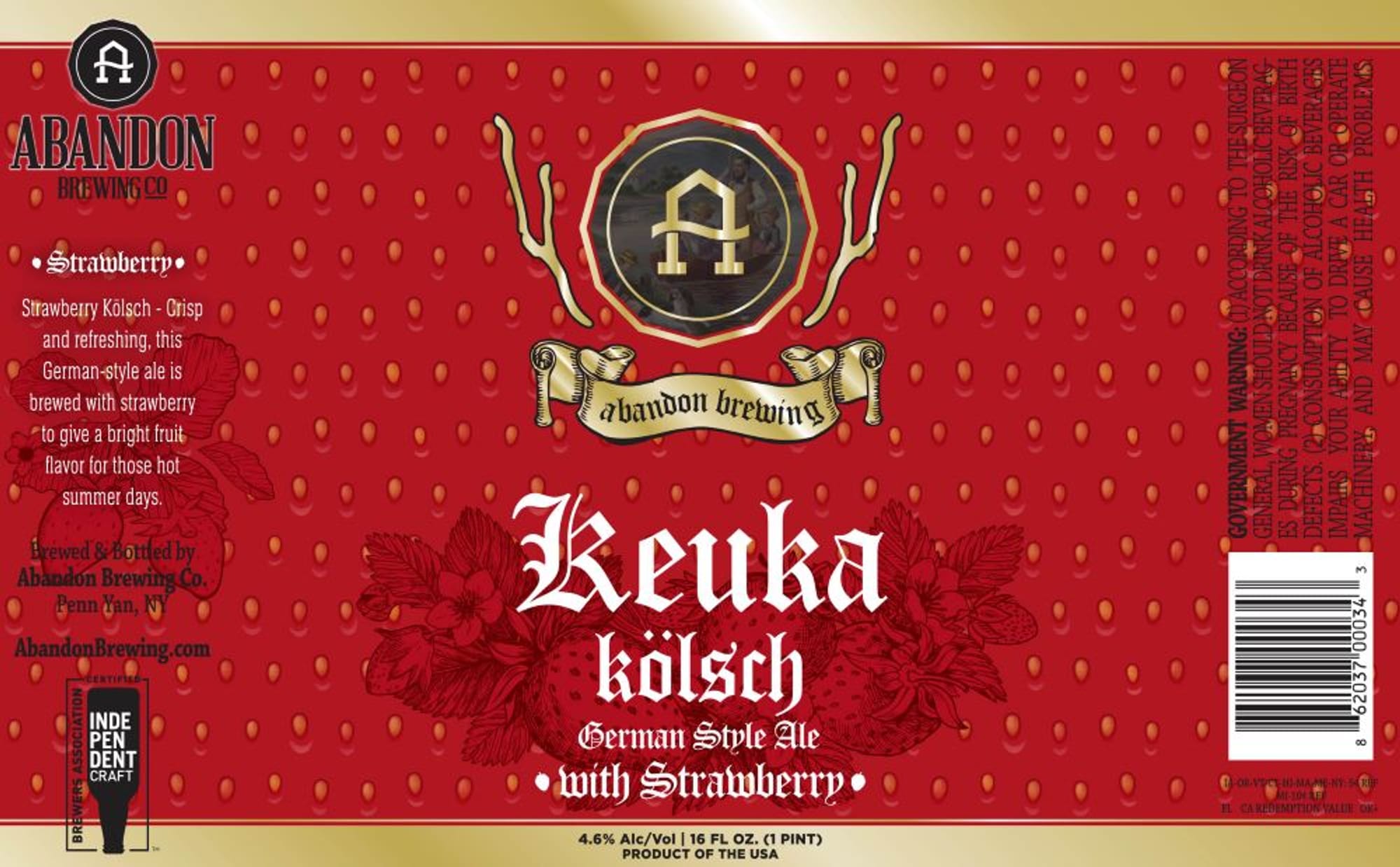 Keuka Kölsch by Abandon Brewing Co. - beer label