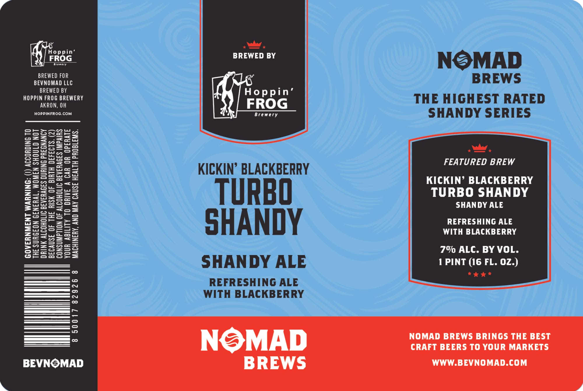 Kickin’ Blackberry Turbo Shandy by Nomad Brews - beer label