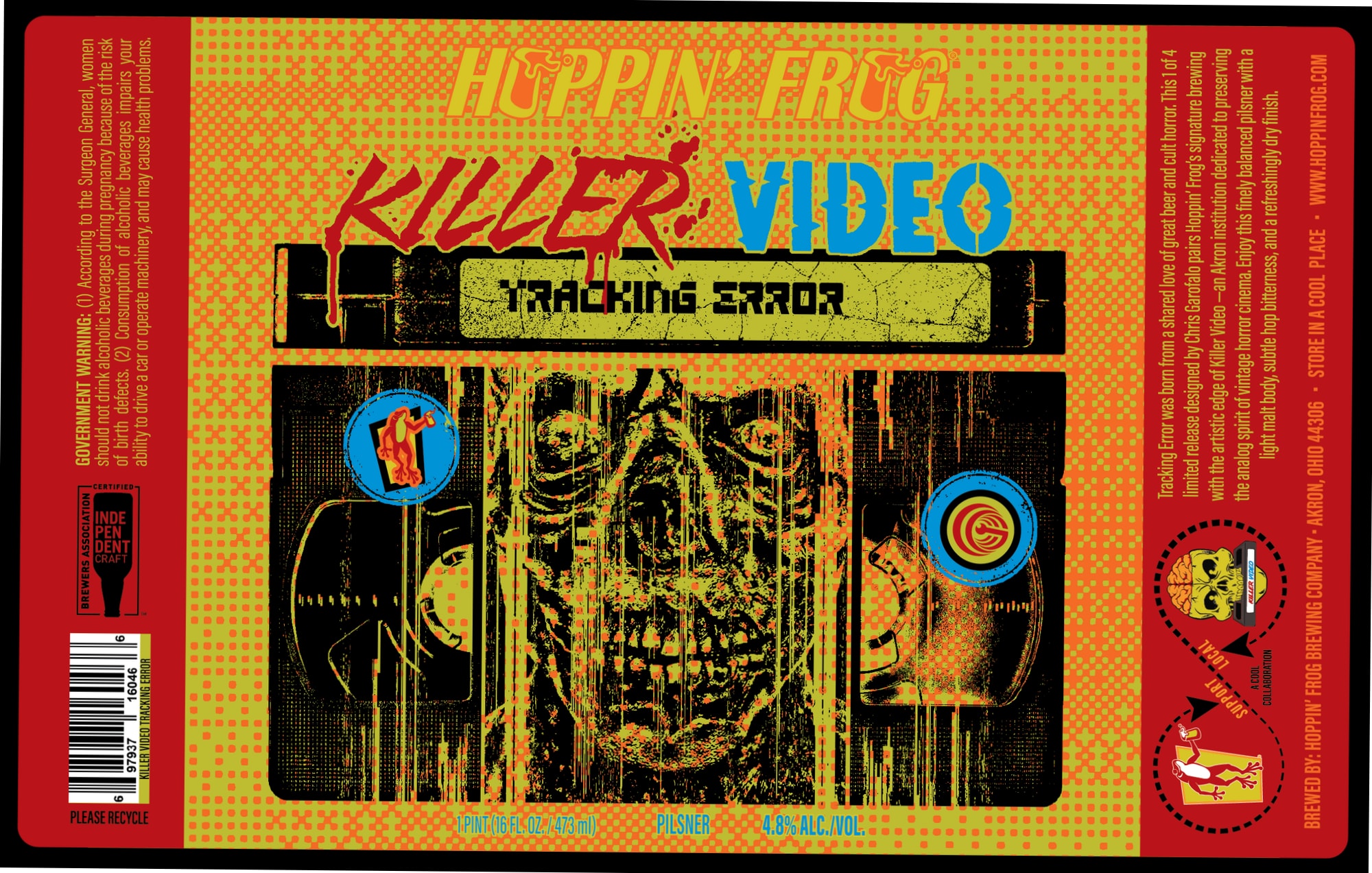 Killer Video Tracking Error by Hoppin' Frog Brewing Company - beer label