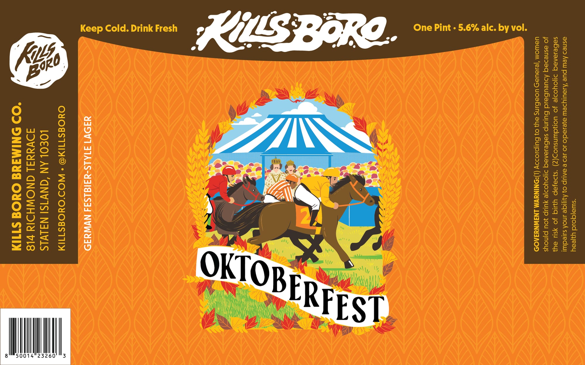 Kills Boro Oktoberfest by Kills Boro Brewing Co. - beer label