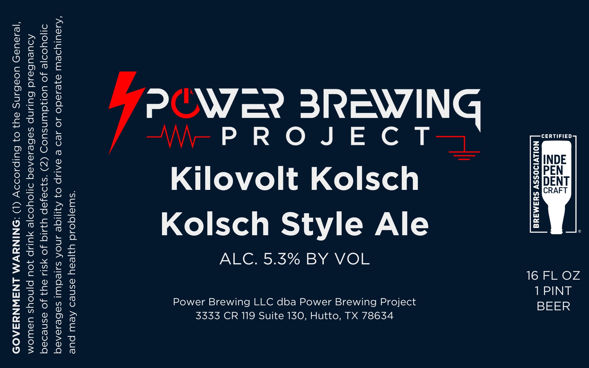 Kilovolt Kolsch by Power Brewing Project - beer label